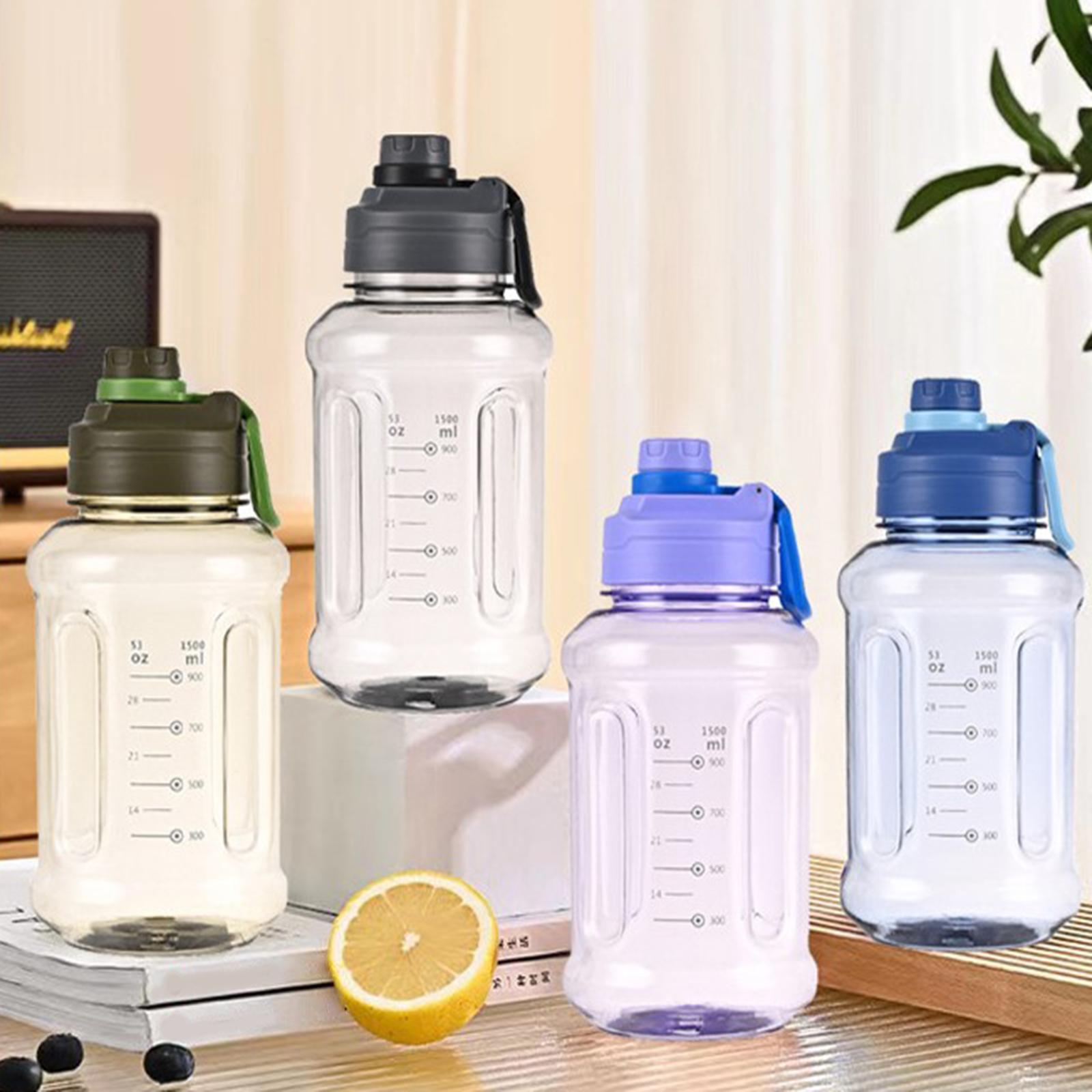 Big Water Bottle 1500ml 11x24cm for Sports and Travel Easy to Use Gym Bottle violet