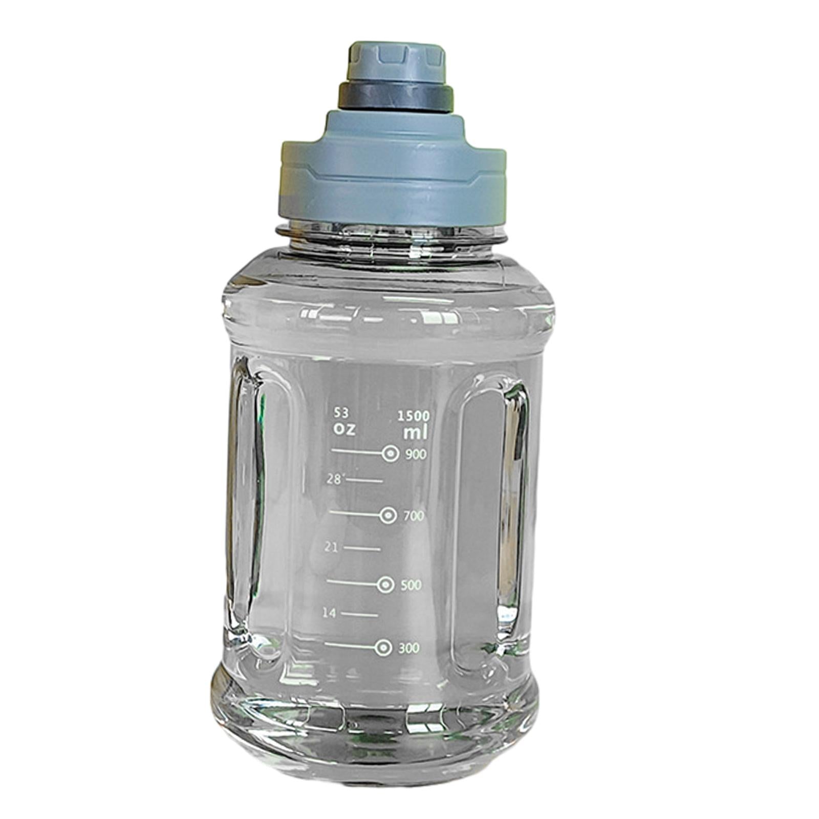 Big Water Bottle 1500ml 11x24cm for Sports and Travel Easy to Use Gym Bottle gray
