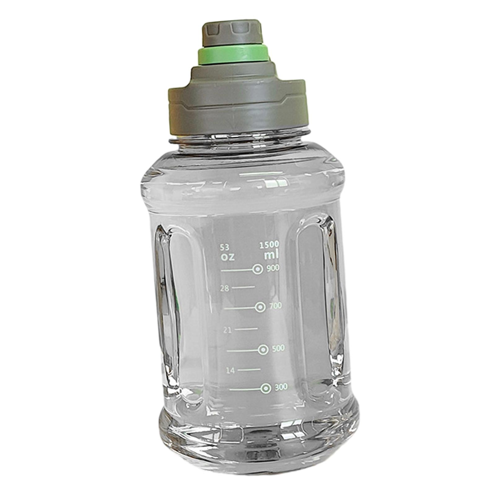 Big Water Bottle 1500ml 11x24cm for Sports and Travel Easy to Use Gym Bottle green