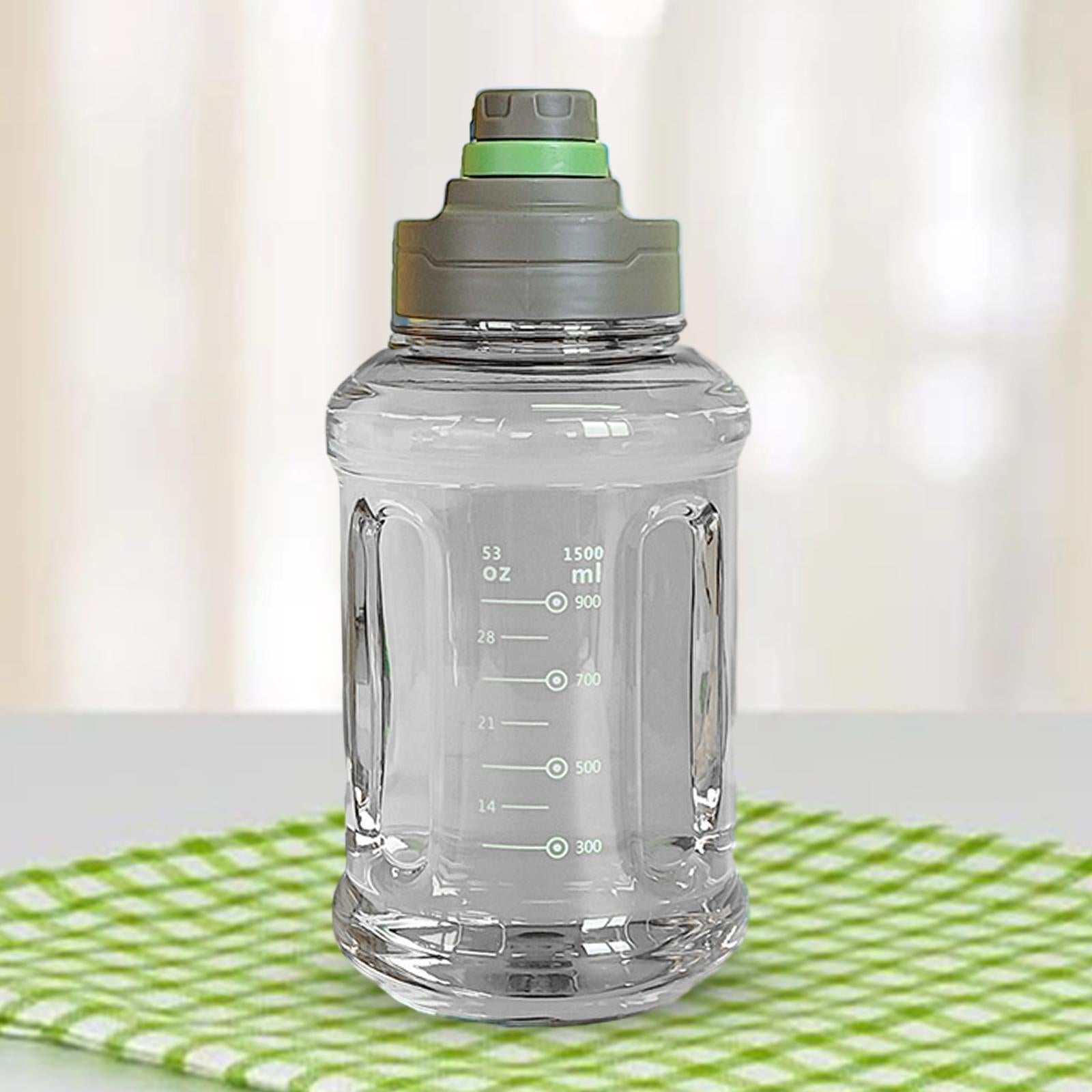 Big Water Bottle 1500ml 11x24cm for Sports and Travel Easy to Use Gym Bottle green