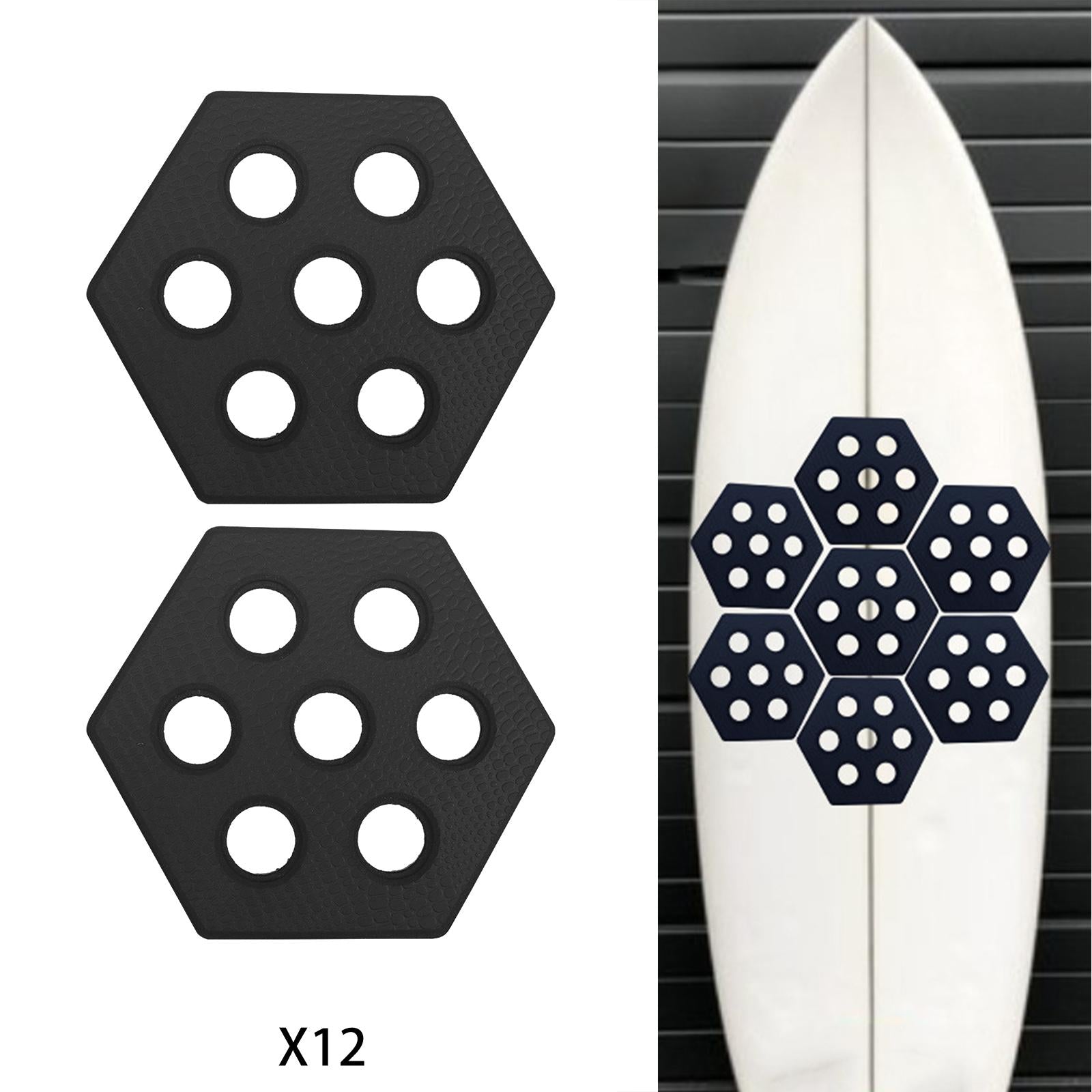 12Pcs Hexagon Surfboard Pads Deck Pads for Skimboarding Kiteboards Longboard Gray