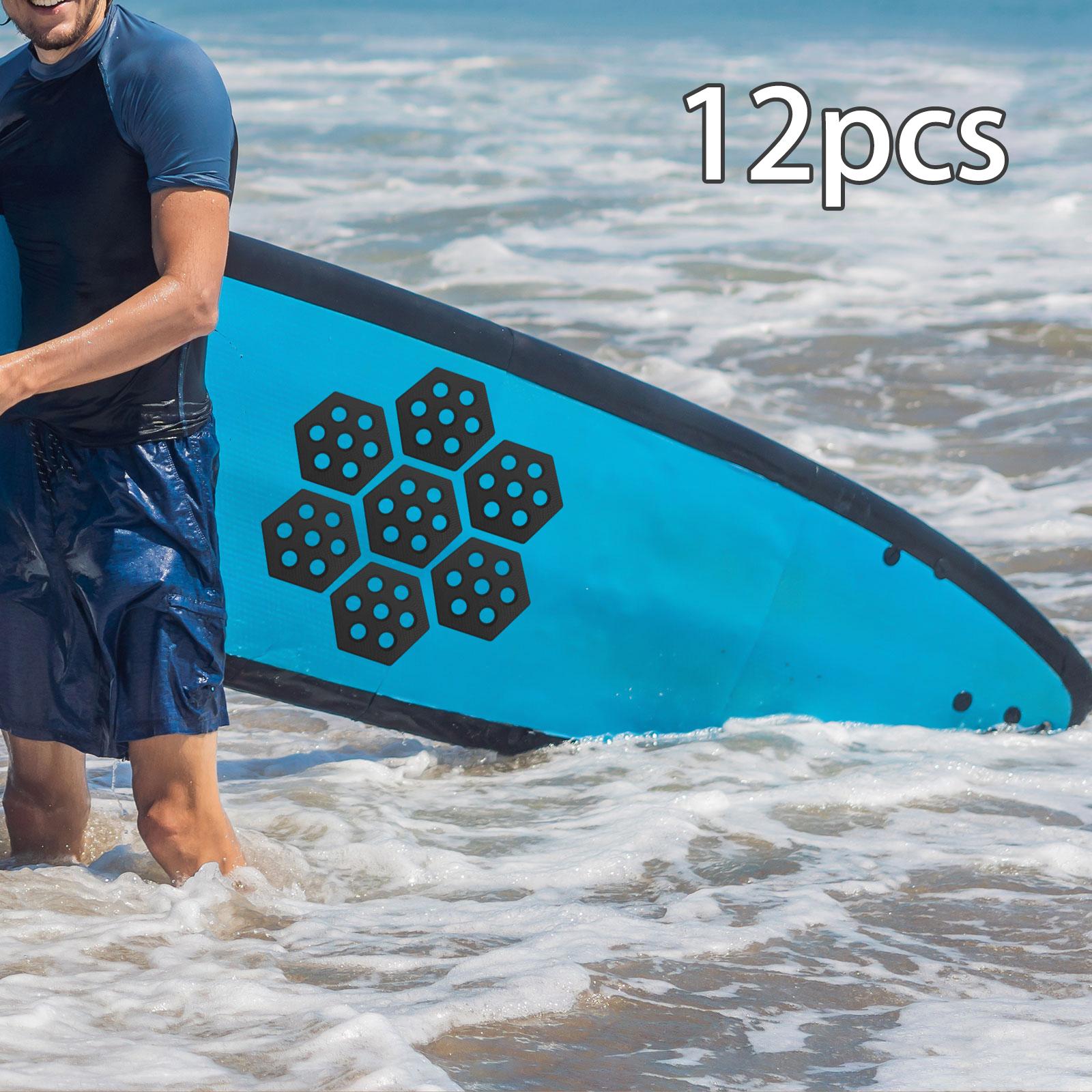 12Pcs Hexagon Surfboard Pads Deck Pads for Skimboarding Kiteboards Longboard Gray