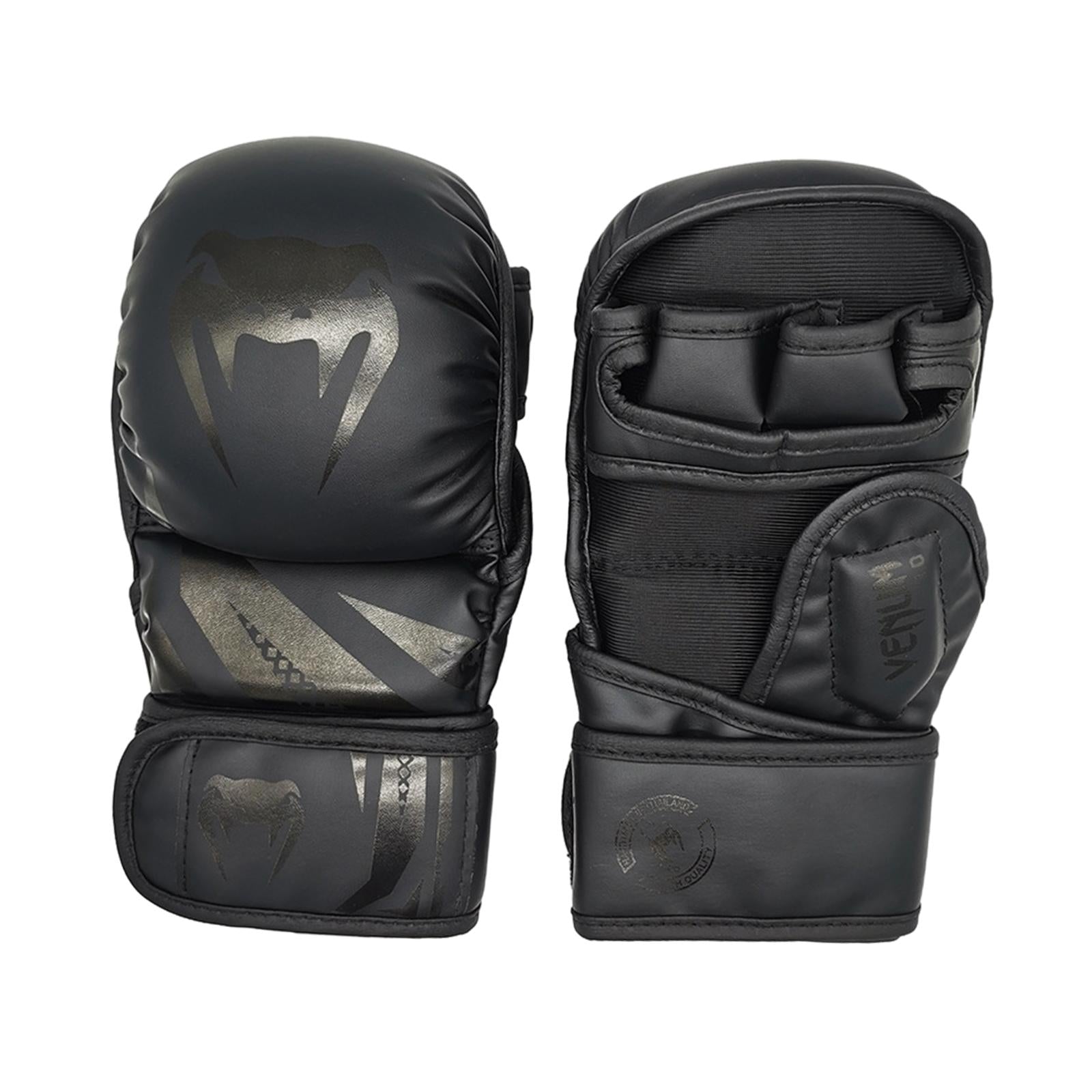 Boxing Gloves Half Finger Kickboxing Gloves for Grappling Sparring Men Women M Black