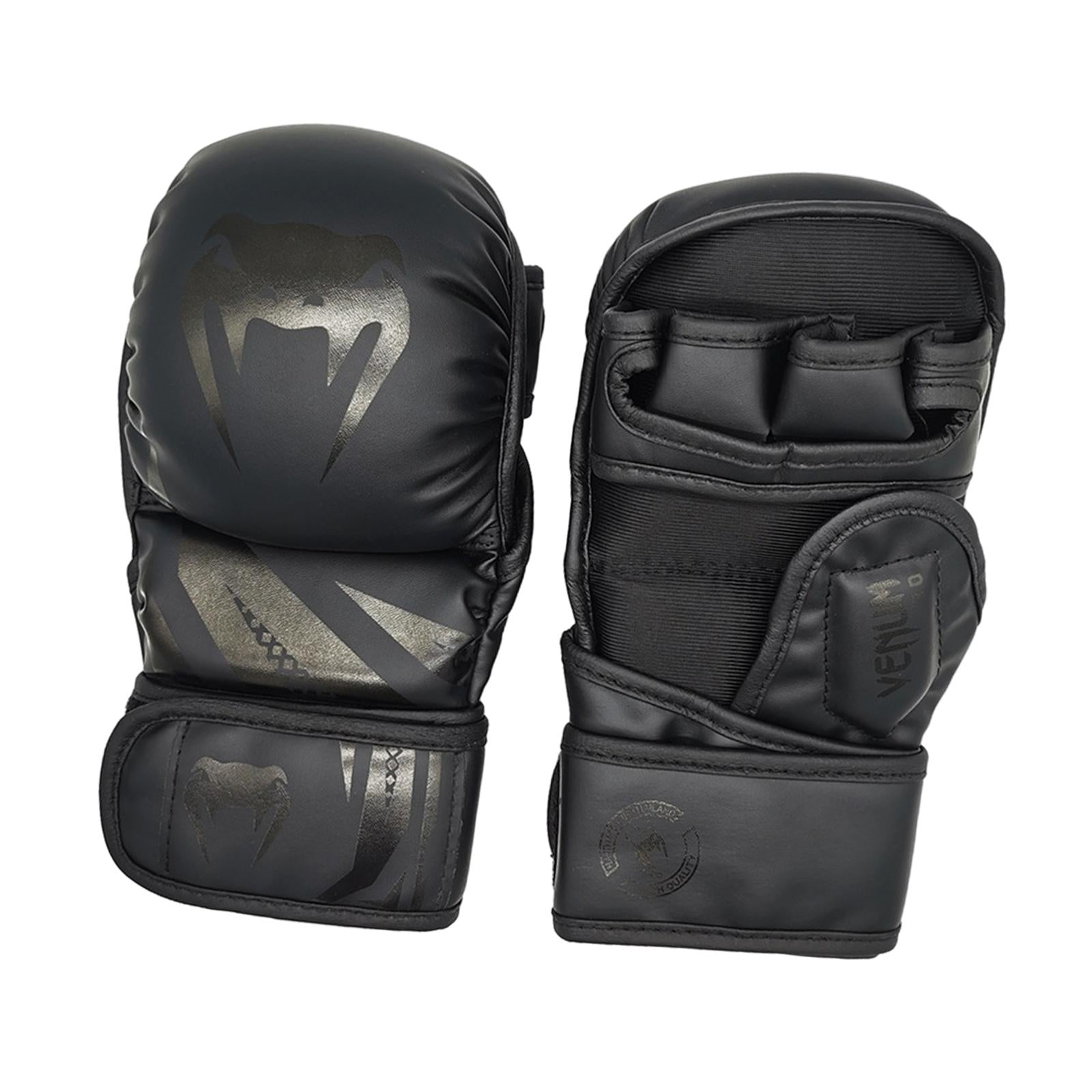 Boxing Gloves Half Finger Kickboxing Gloves for Grappling Sparring Men Women M Black