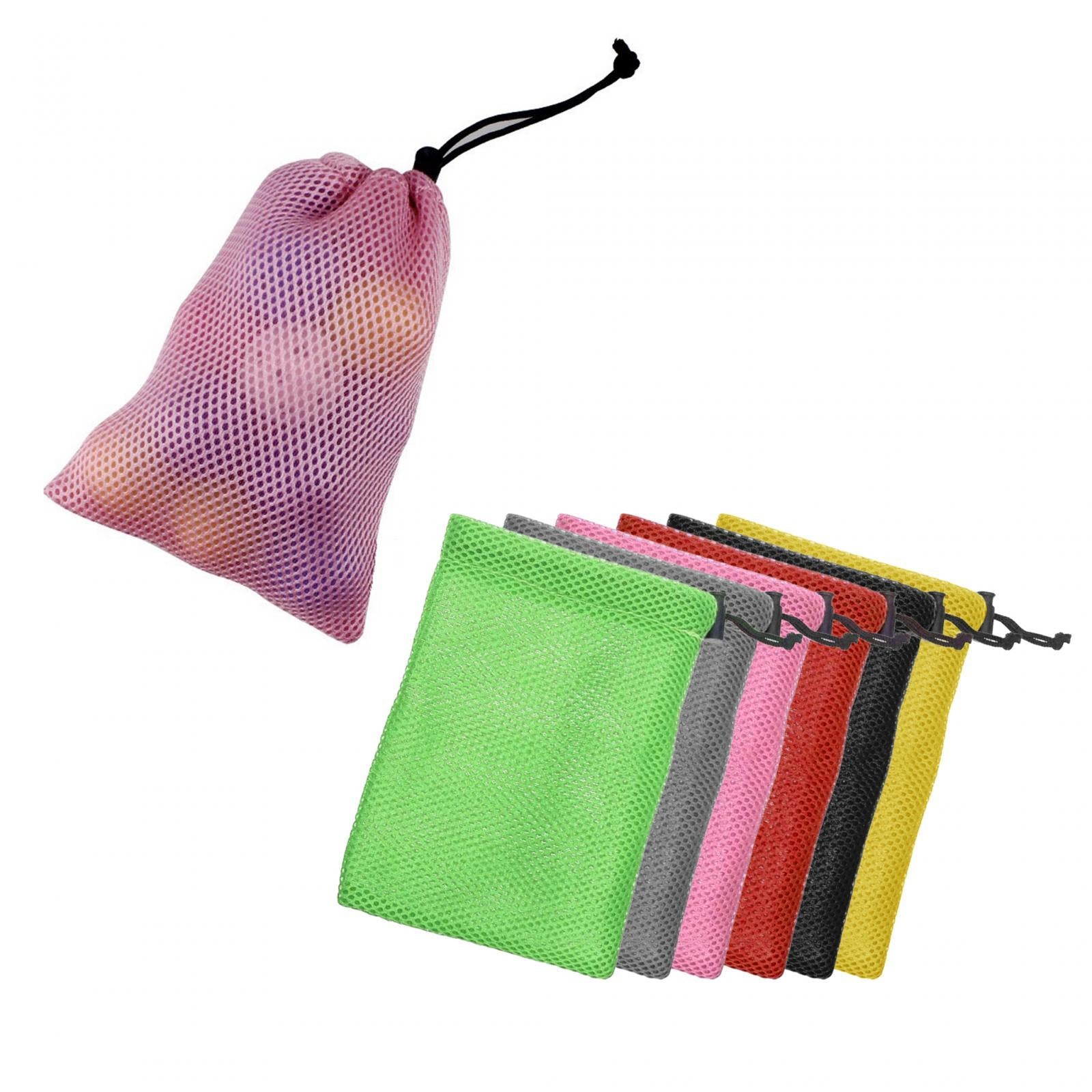 Small Mesh Drawstring Bag Durable Mesh Bag for Cosmetics Golf Balls Swimming Black