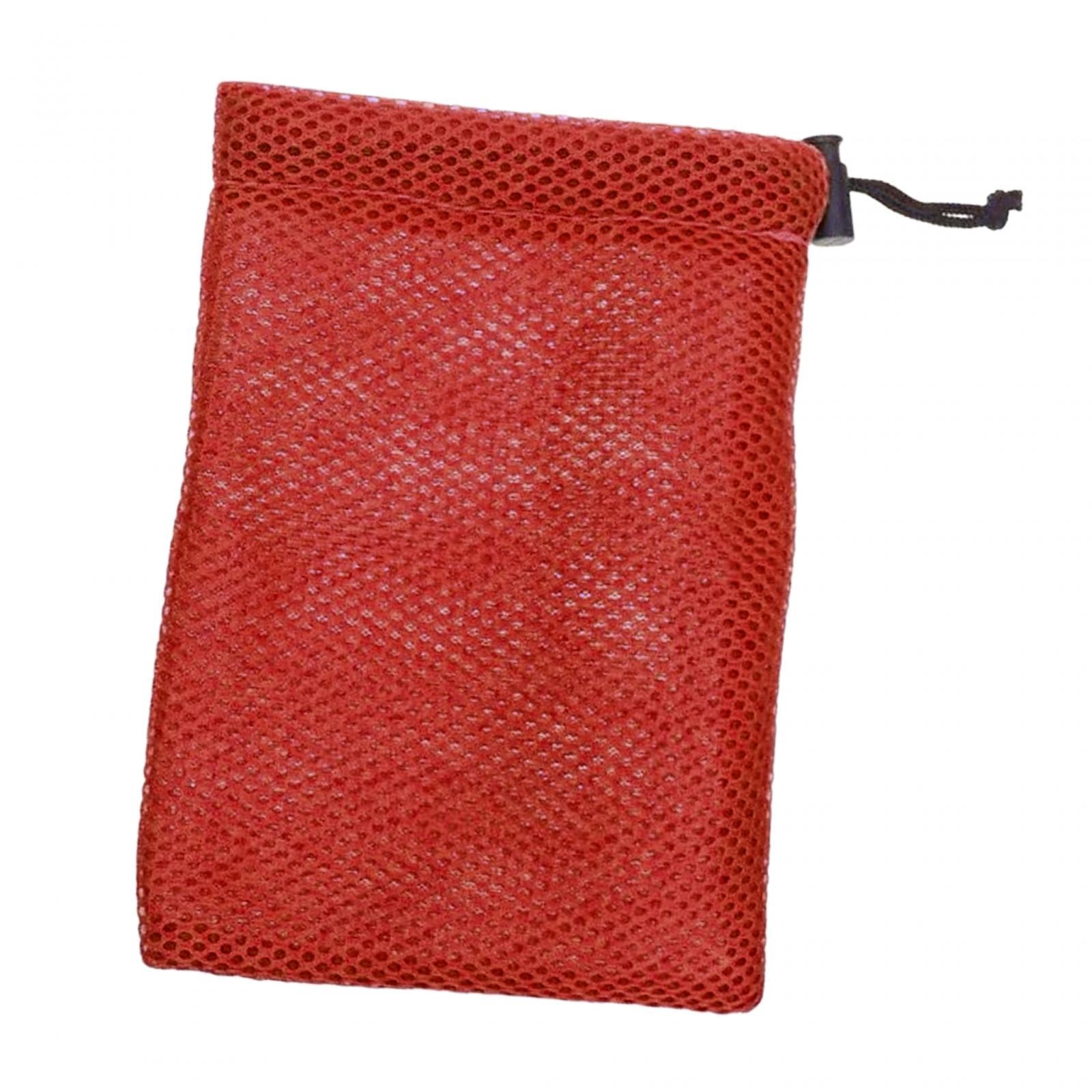 Small Mesh Drawstring Bag Durable Mesh Bag for Cosmetics Golf Balls Swimming Red