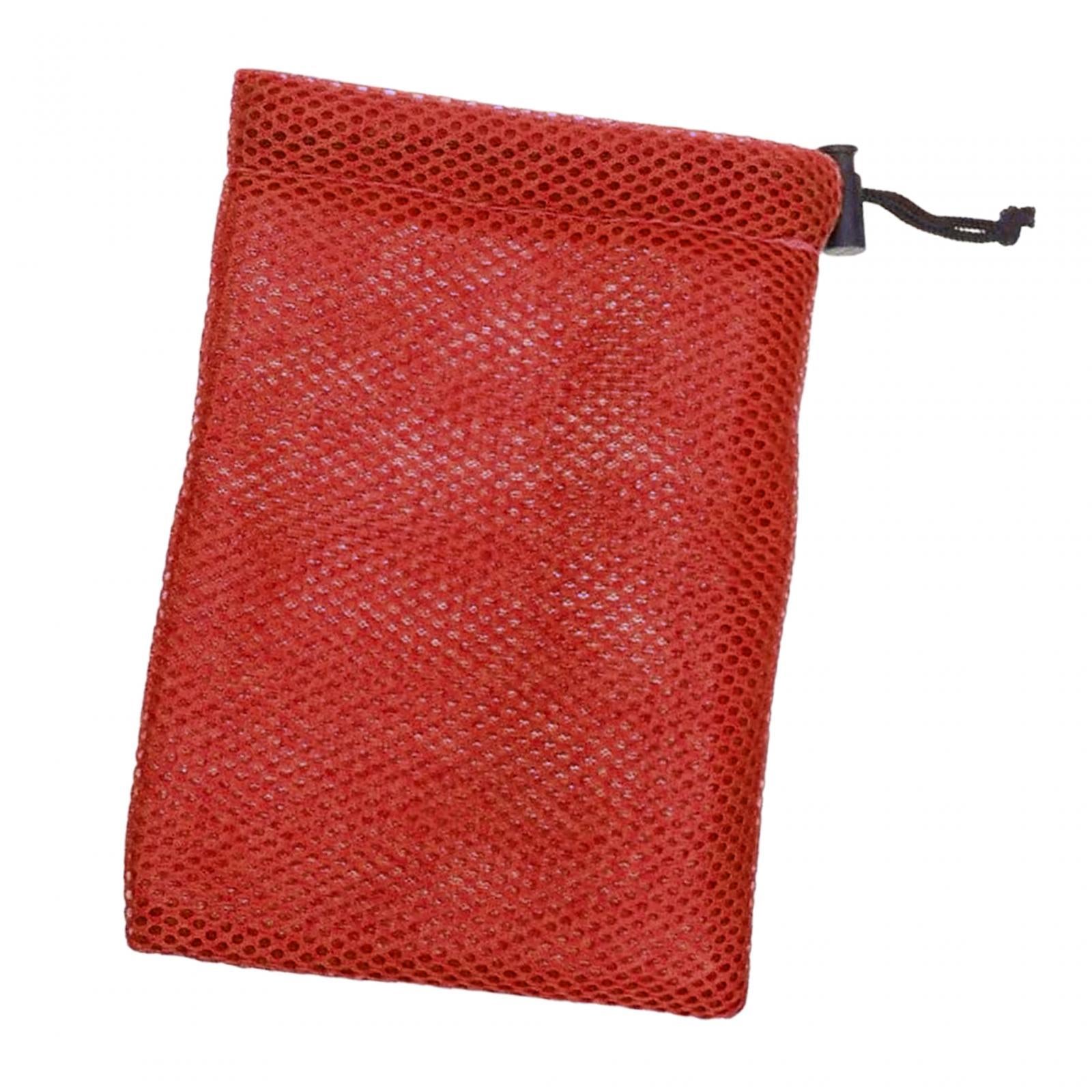 Small Mesh Drawstring Bag Durable Mesh Bag for Cosmetics Golf Balls Swimming Red