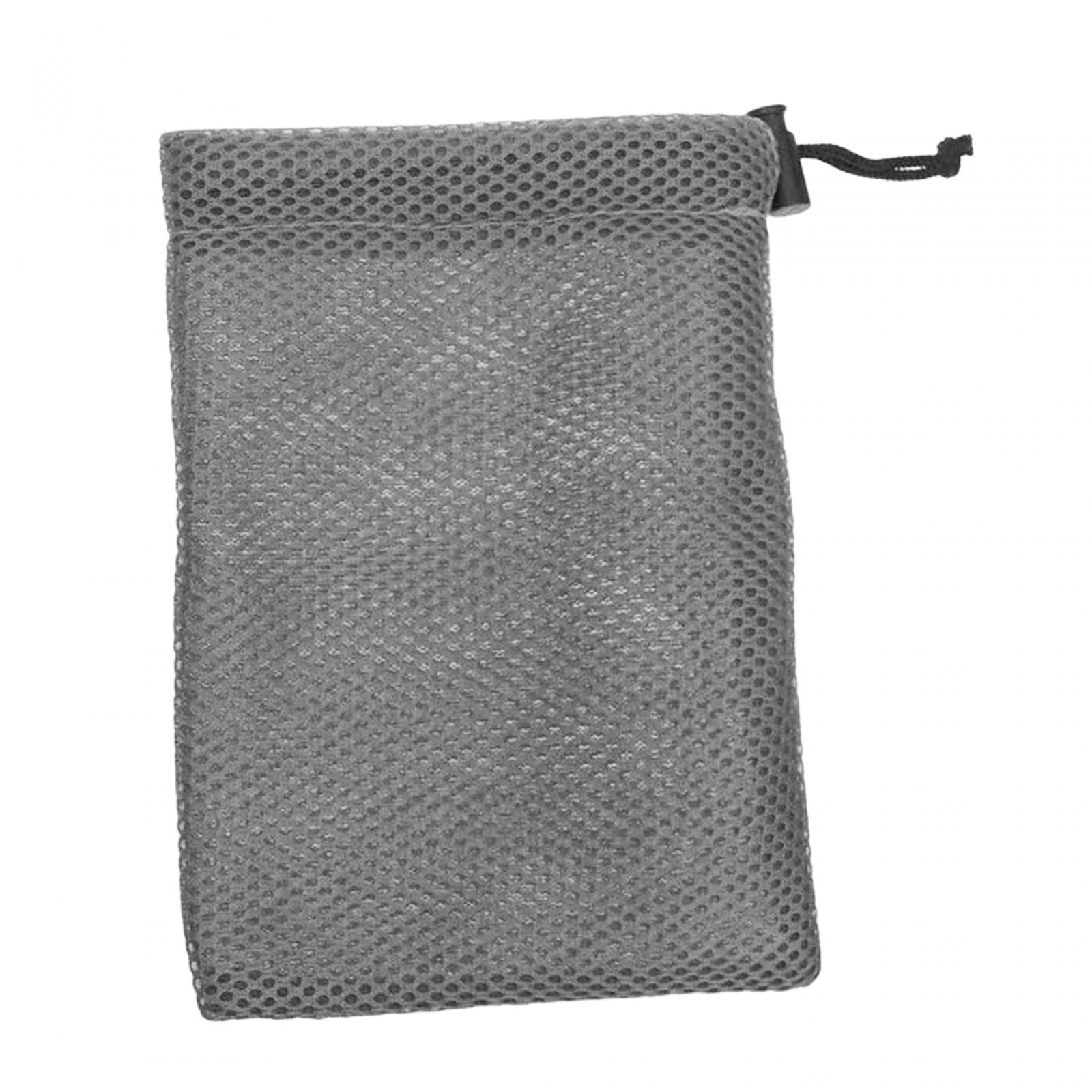 4xSmall Mesh Drawstring Bag Durable Mesh Bag for Cosmetics Golf Balls Swimming Gray