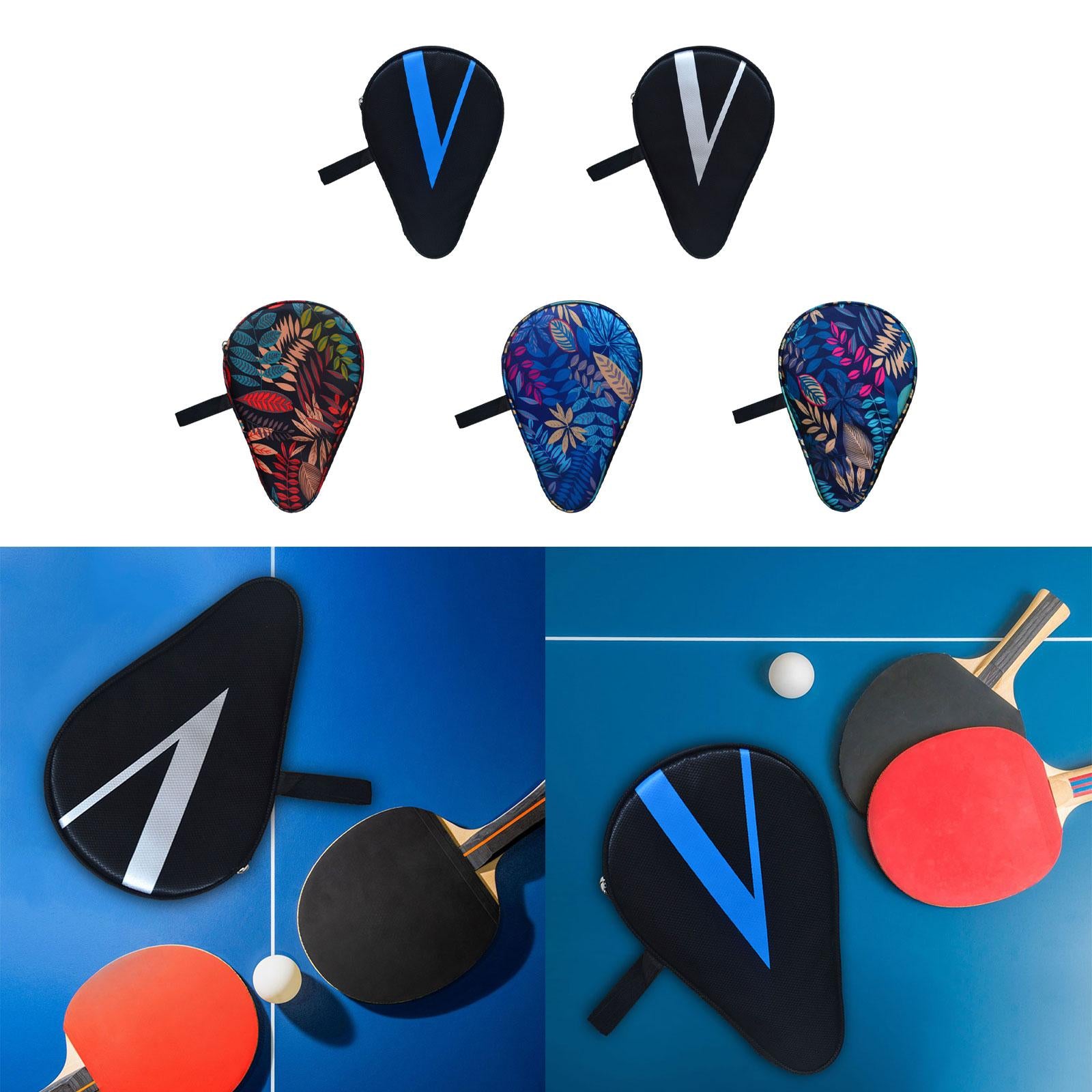 Table Tennis Paddle Case Cover Portable Practical for Sports Training Travel Black Blue