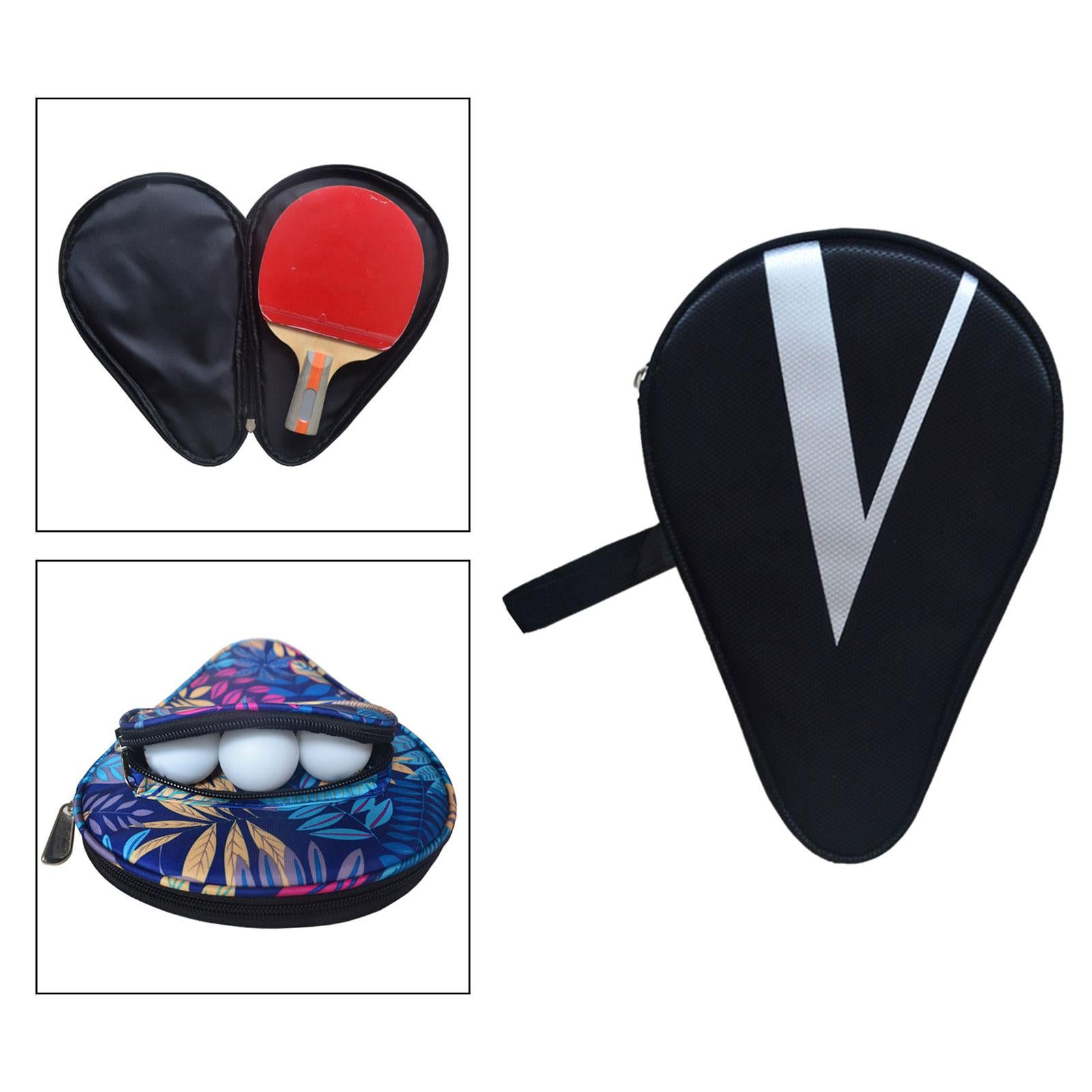 Table Tennis Paddle Case Cover Portable Practical for Sports Training Travel Black White