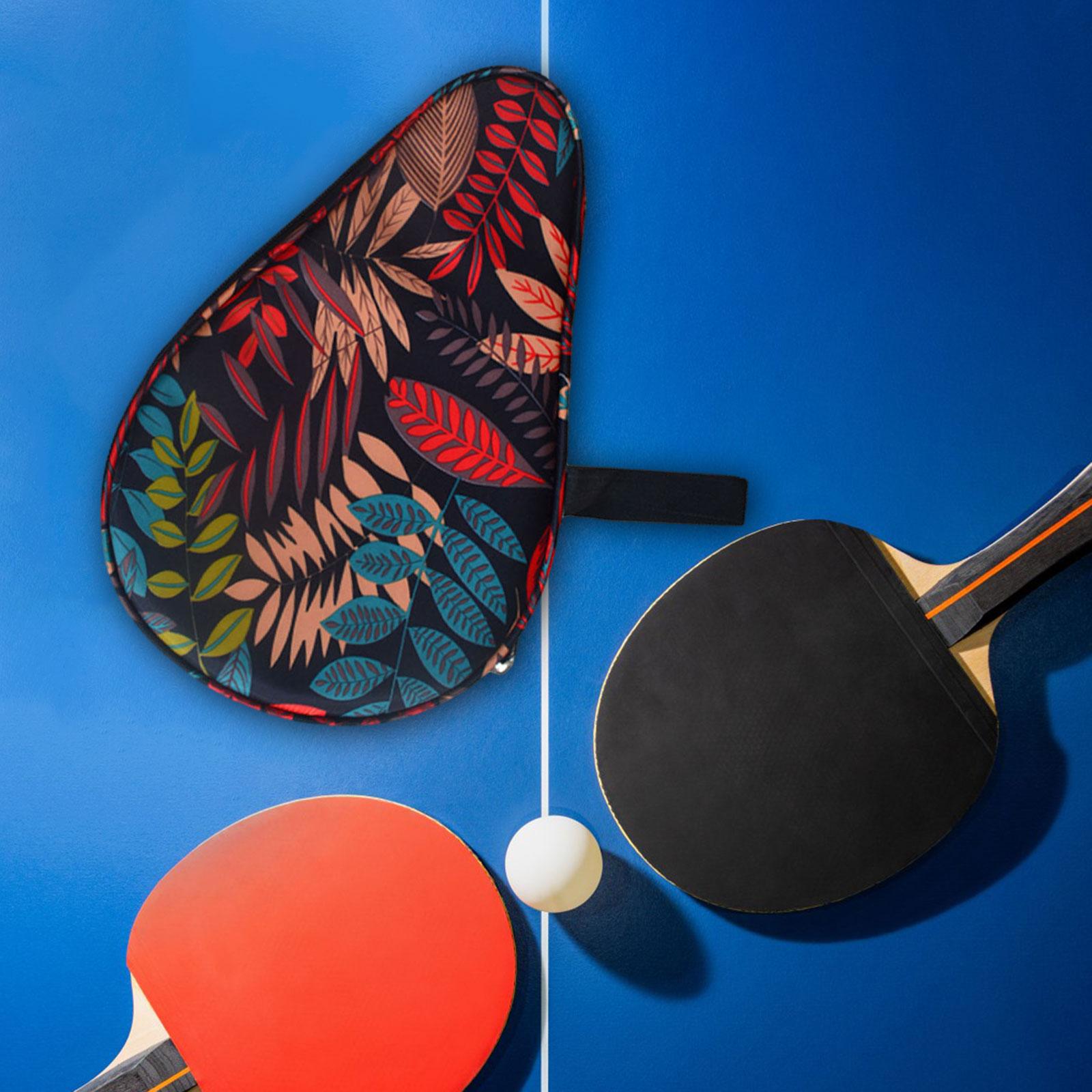 Table Tennis Paddle Case Cover Portable Practical for Sports Training Travel Flower Red