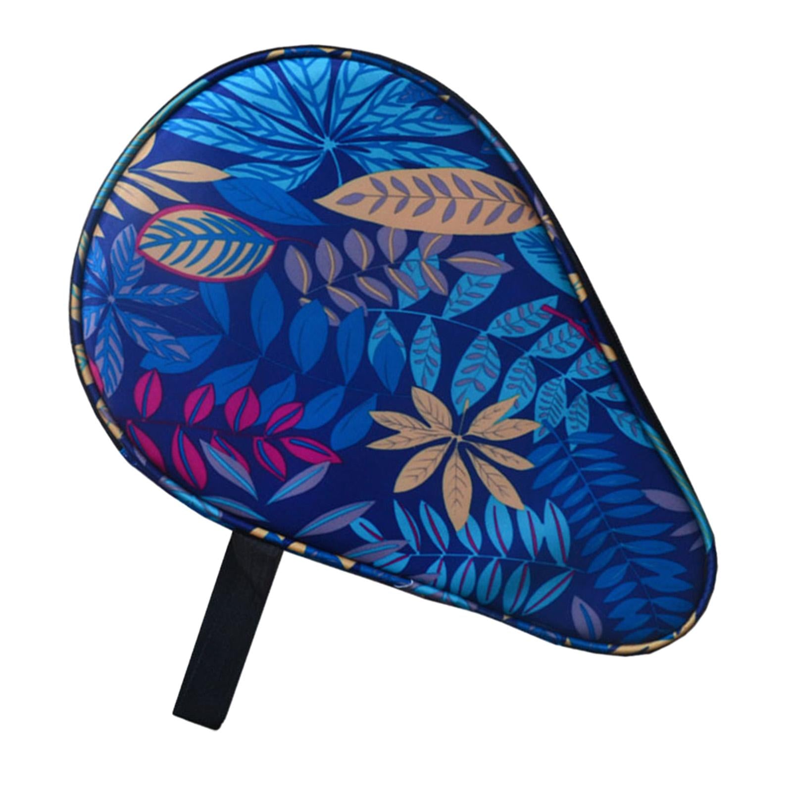 Table Tennis Paddle Case Cover Portable Practical for Sports Training Travel Flower Blue