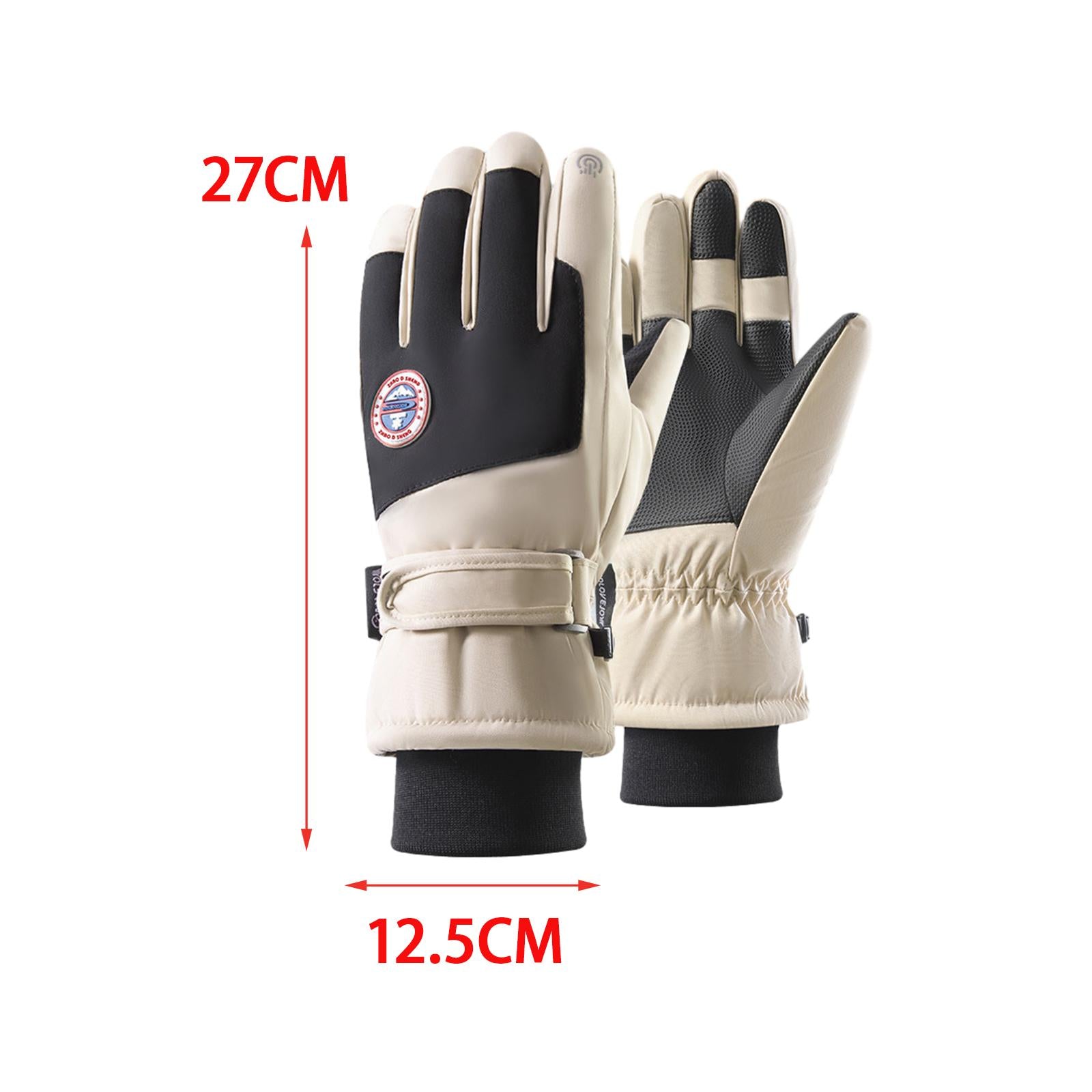 Winter Ski Gloves Touch Screen Gift Snow Ski Gloves for Cycling Snow Skating Beige M 27cmx12.5cm