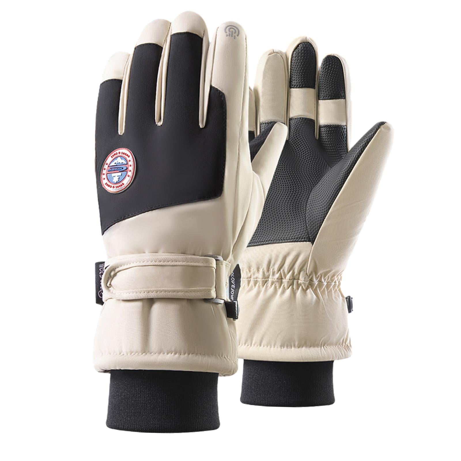 Winter Ski Gloves Touch Screen Gift Snow Ski Gloves for Cycling Snow Skating Beige M 27cmx12.5cm