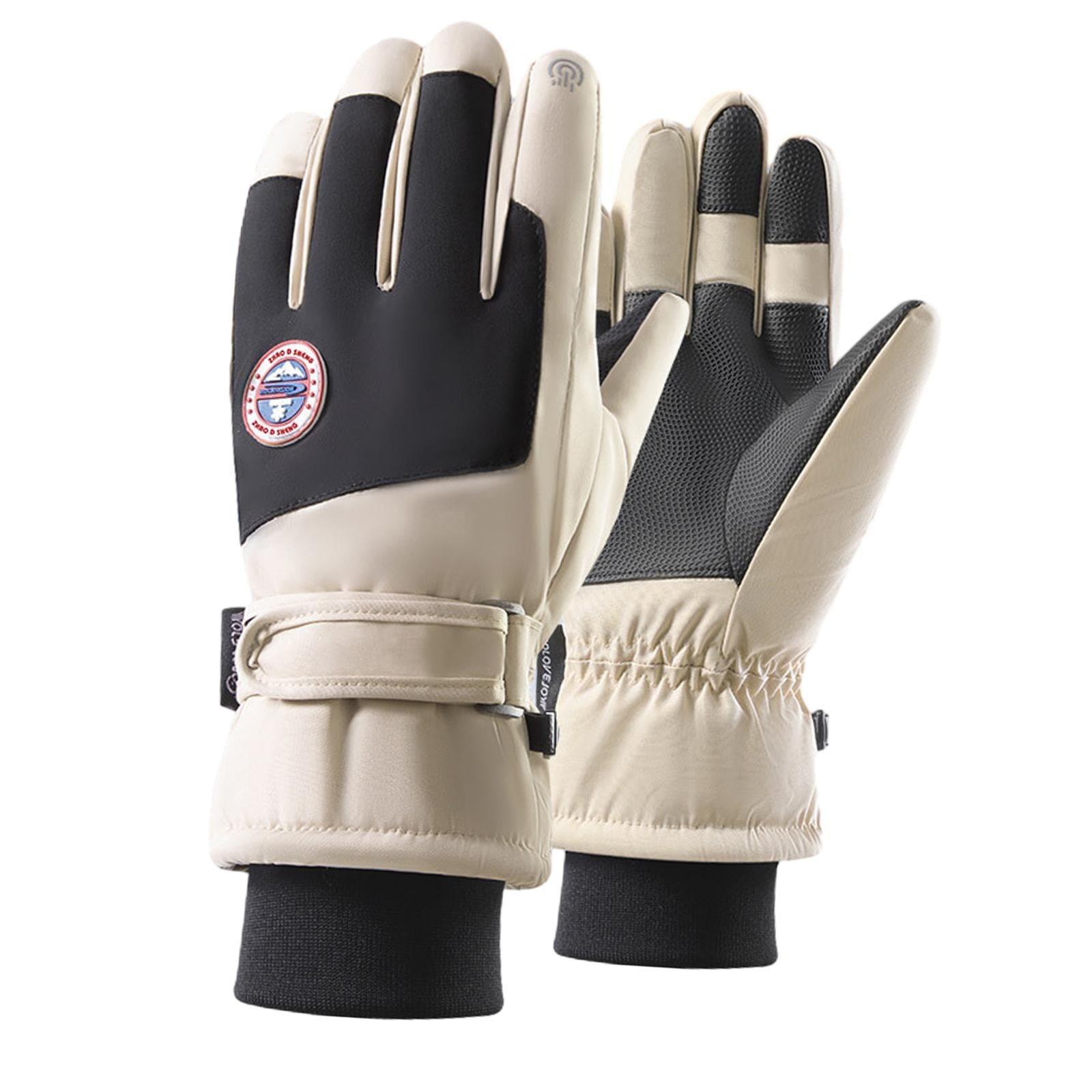 Winter Ski Gloves Touch Screen Gift Snow Ski Gloves for Cycling Snow Skating Beige M 27cmx12.5cm