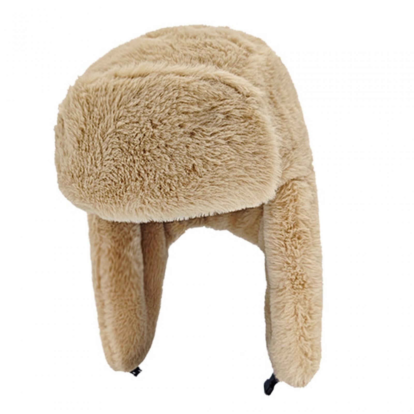 Winter Trapper Hats Earflaps Windproof Biking Ear Cap for Men Unisex Skating Khaki