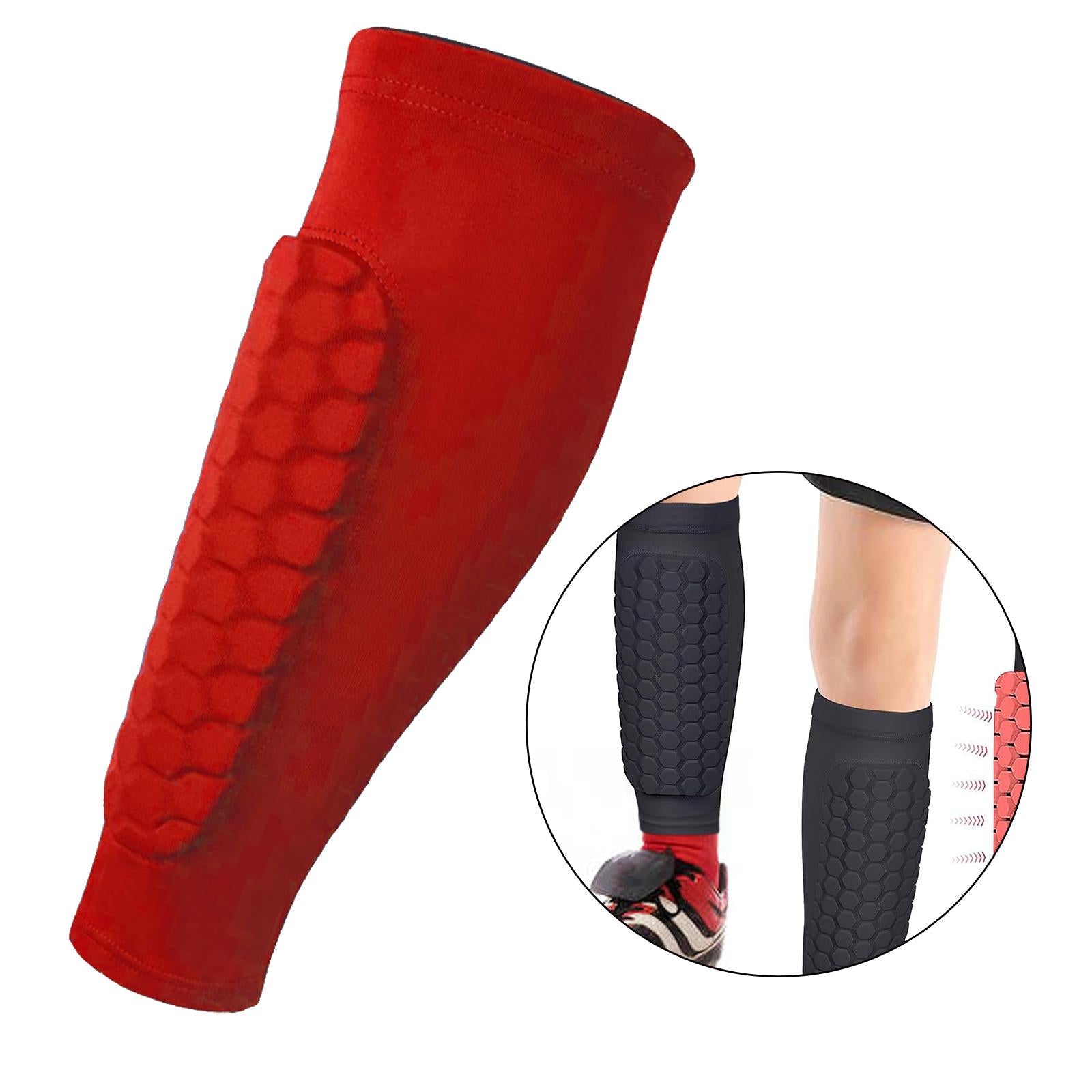 Soccer Shin Guards Football Leg Sleeves for Teens Adult Softball Volleyball red XL