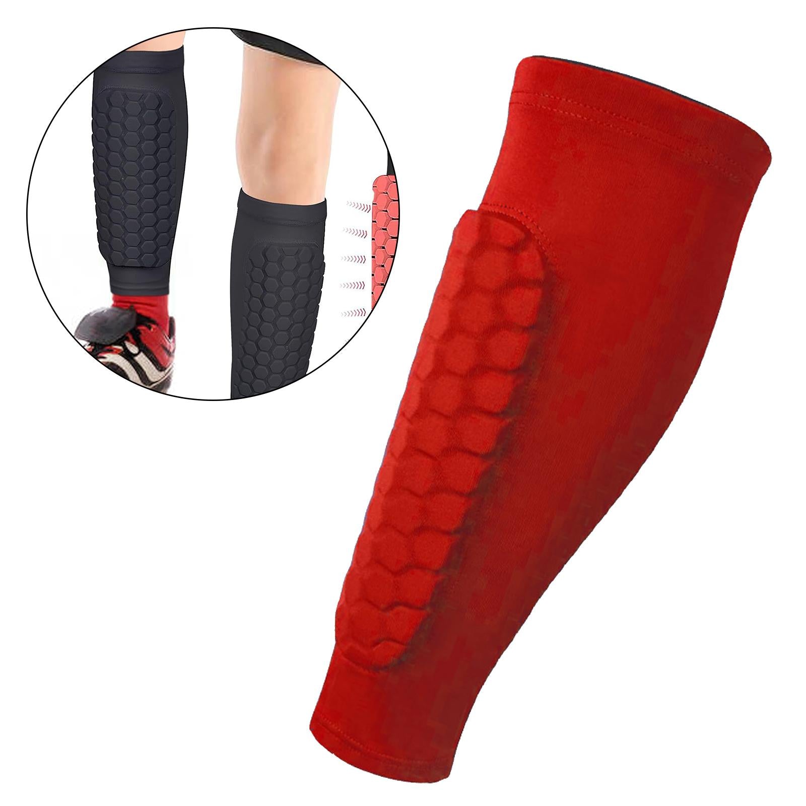 Soccer Shin Guards Football Leg Sleeves for Teens Adult Softball Volleyball red XL