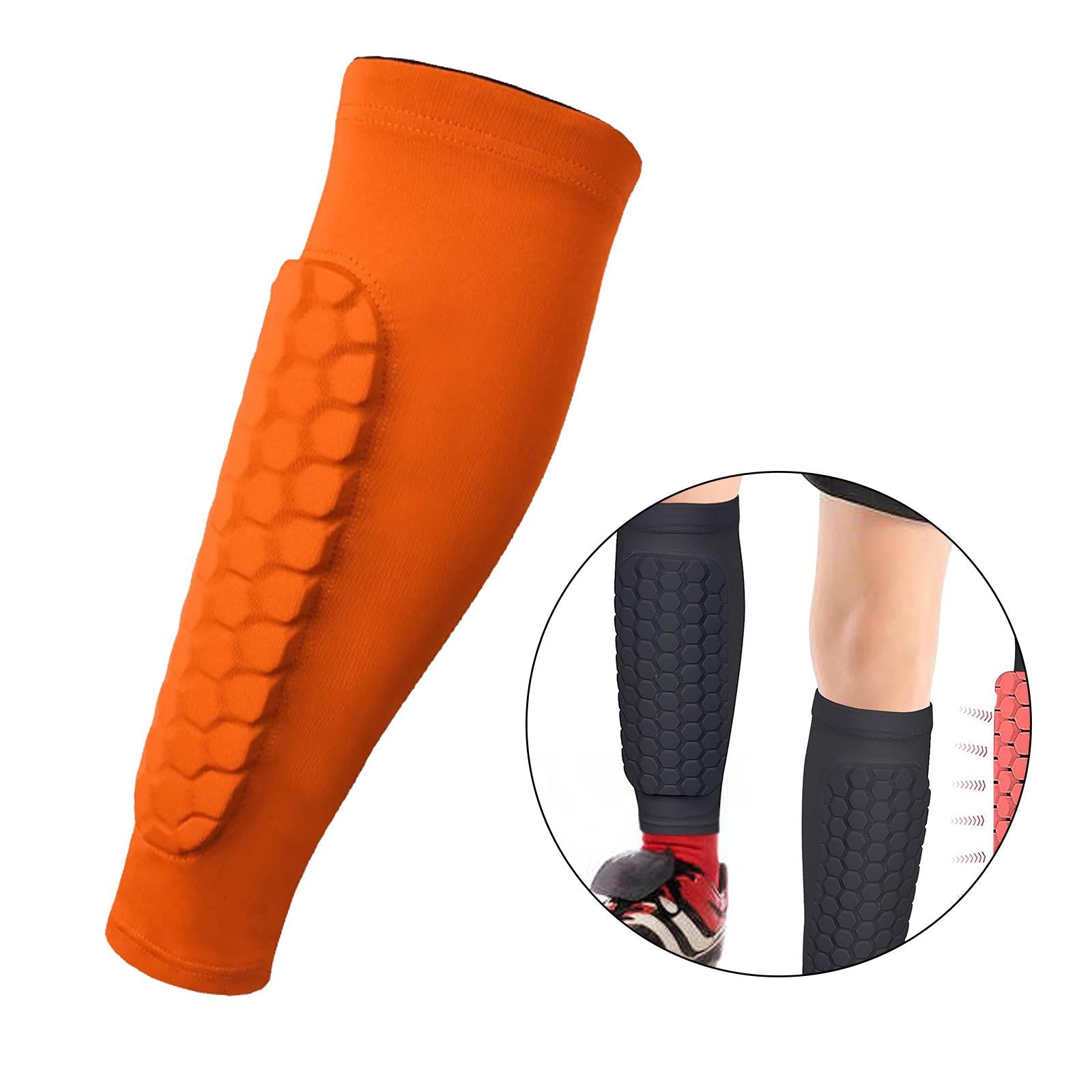 Soccer Shin Guards Football Leg Sleeves for Teens Adult Softball Volleyball orange L