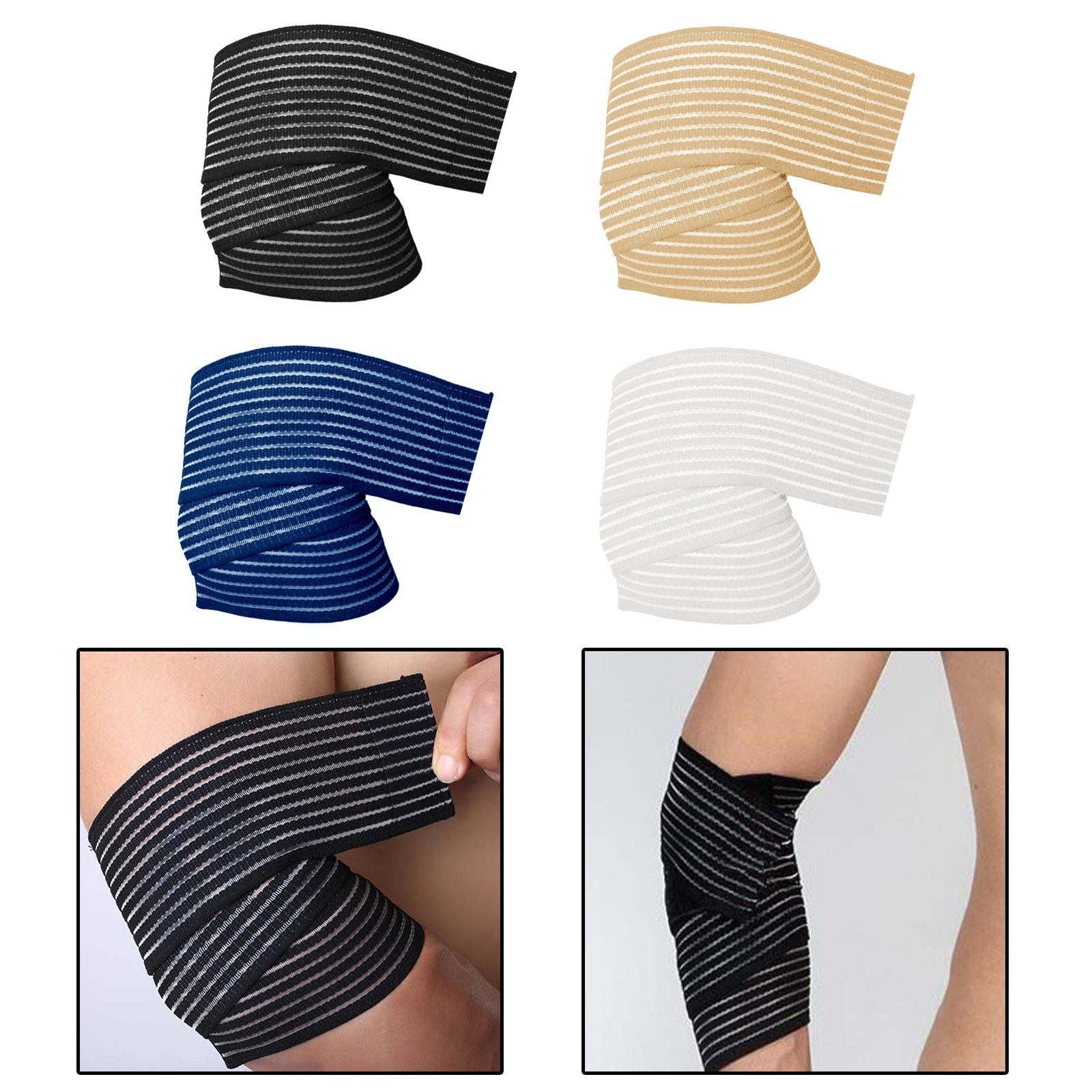 4xElbow Wrap Elastic Elbow Brace for Gym Workout Cross Training Weight Lifting Black