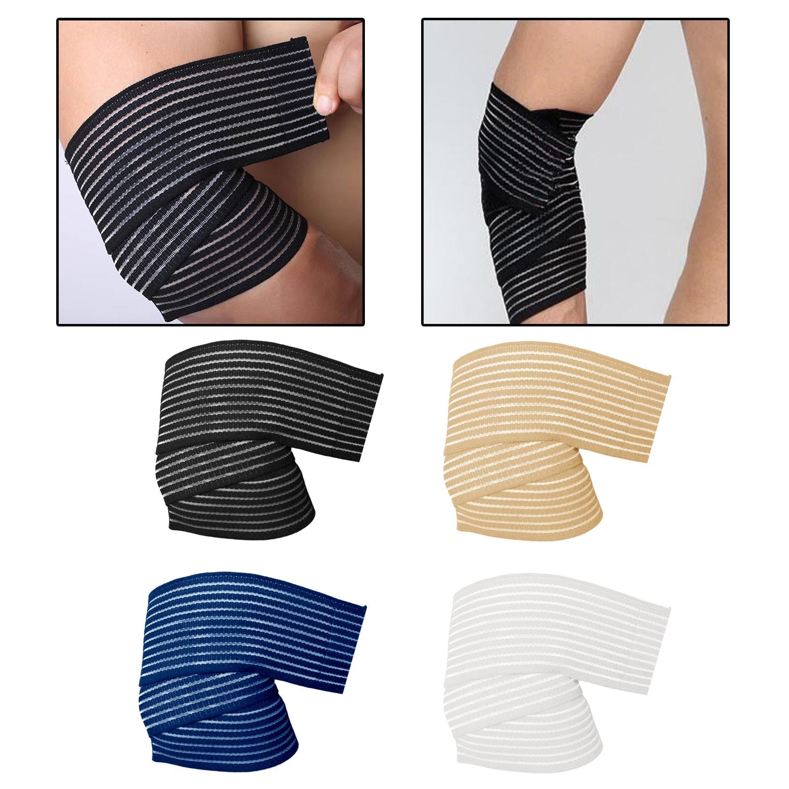 2xElbow Wrap Elastic Elbow Brace for Gym Workout Cross Training Weight Lifting Black