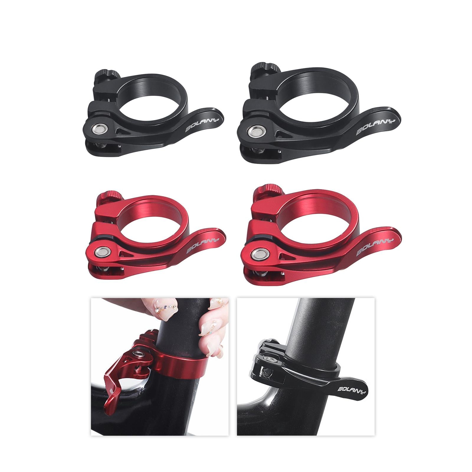 3xBike Seat Post Clamp Bike Seat Clamp for Bicycling Folding Bike Road Bicycle Black 31.8mm
