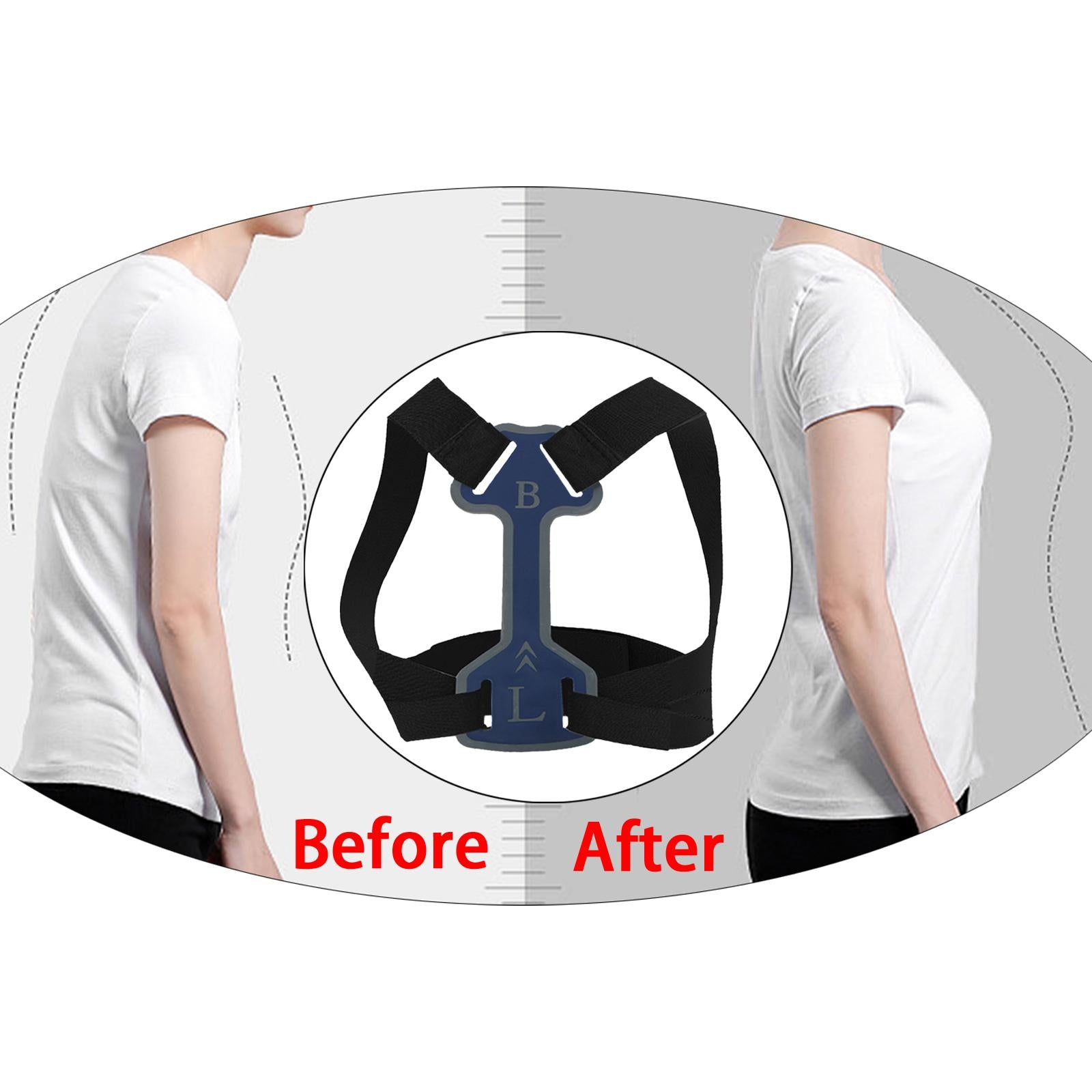 Trainer Support Back Straightener Spine Corrector for Kids Women Men Black L