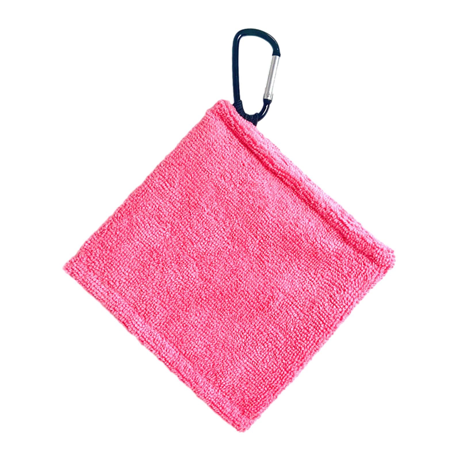 3xGolf Ball Towel with Clip Portable Golf Accessories Golf Ball Cleaner Pocket Pink