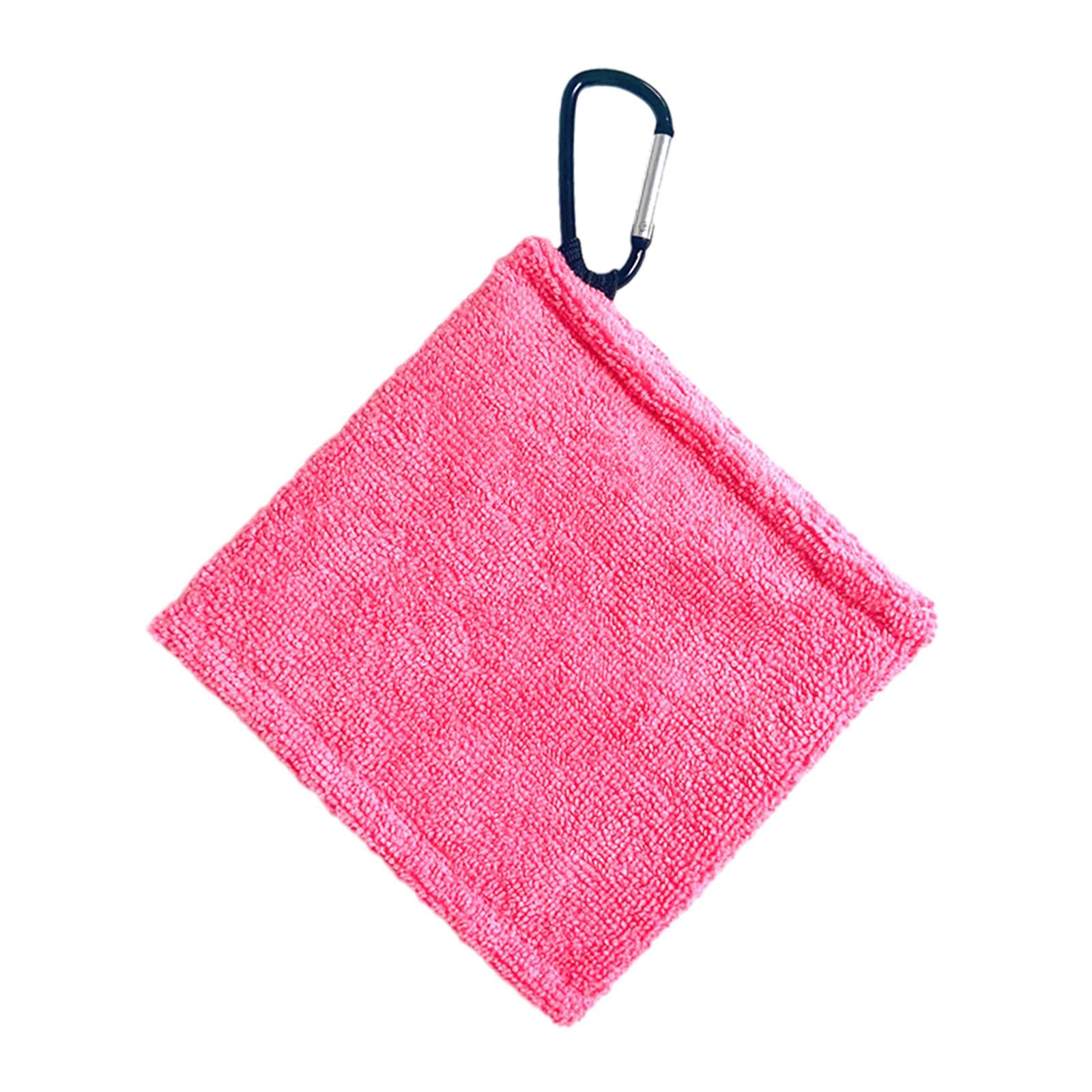 3xGolf Ball Towel with Clip Portable Golf Accessories Golf Ball Cleaner Pocket Pink