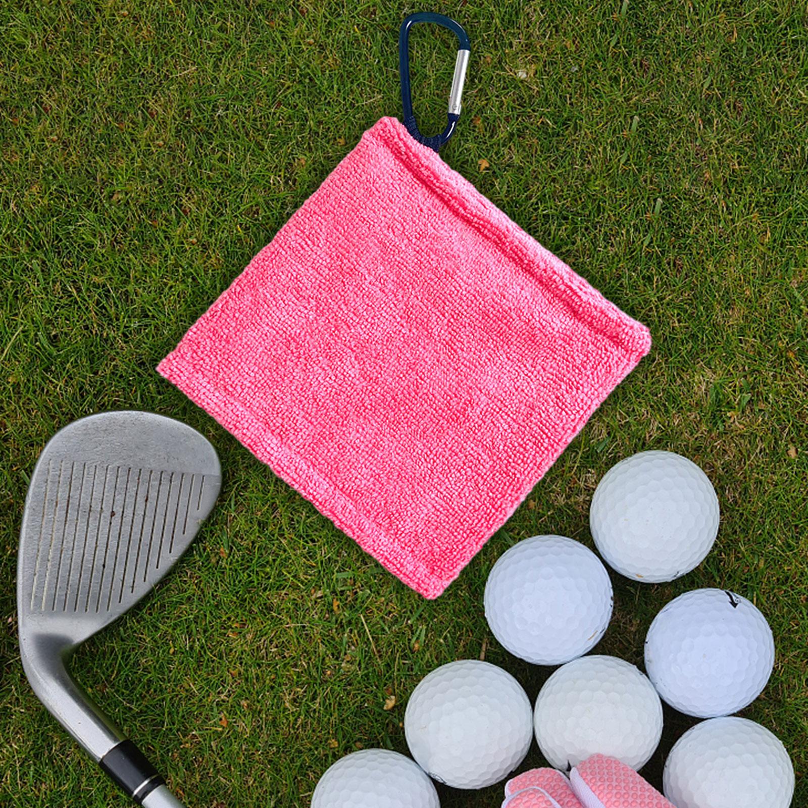 2xGolf Ball Towel with Clip Portable Golf Accessories Golf Ball Cleaner Pocket Pink