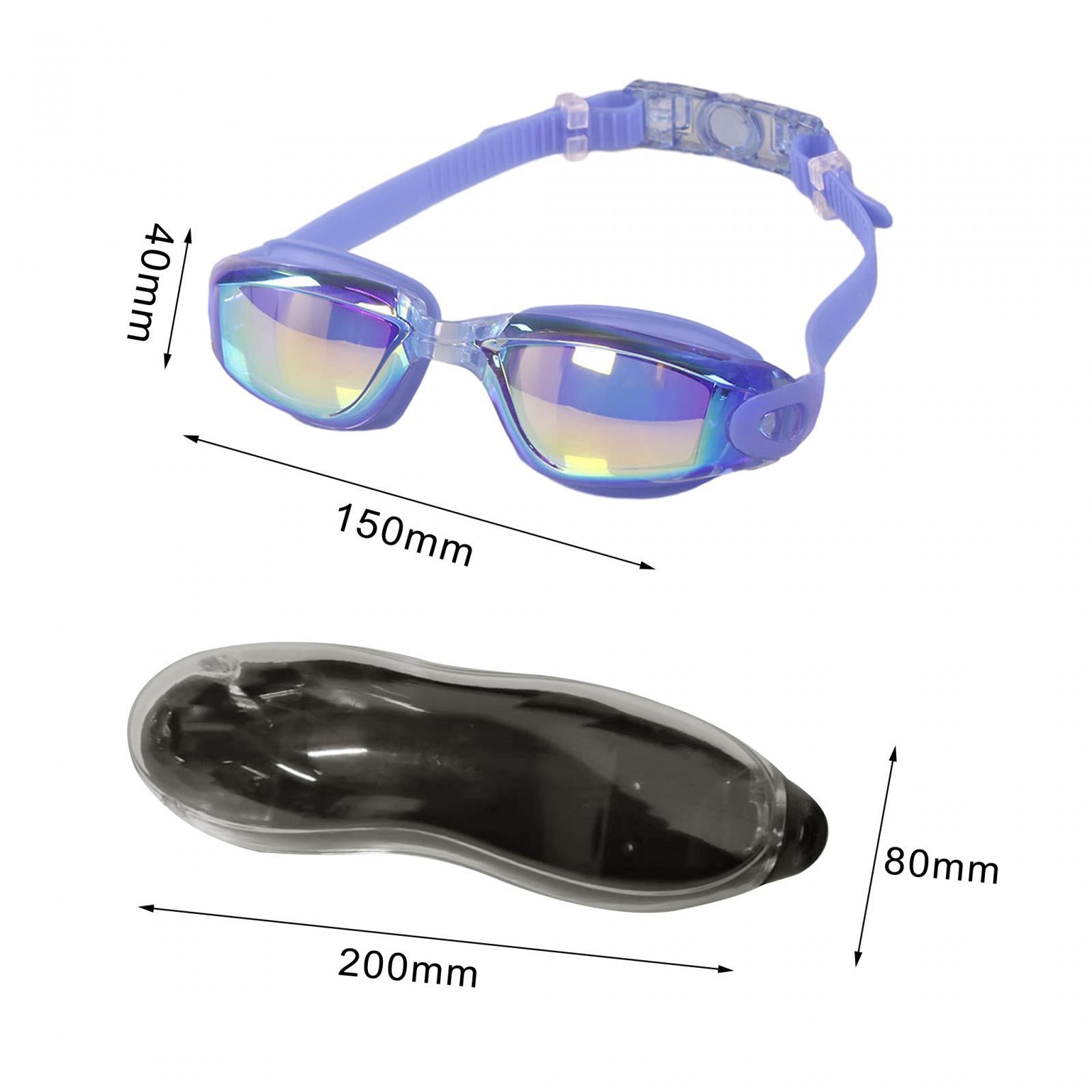 Swimming Goggles with Case Comfortable Soft Silicone Clear View Swim Goggles Blue Colorplating