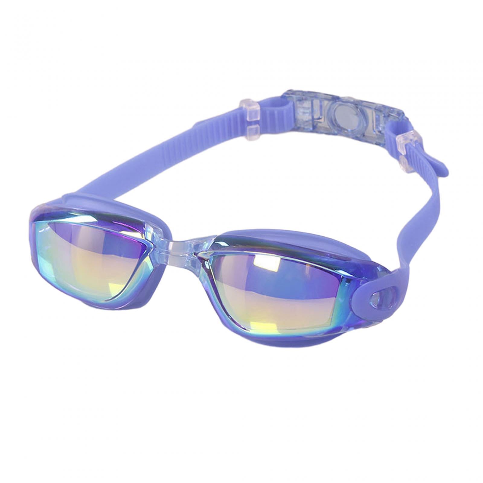 Swimming Goggles with Case Comfortable Soft Silicone Clear View Swim Goggles Blue Colorplating