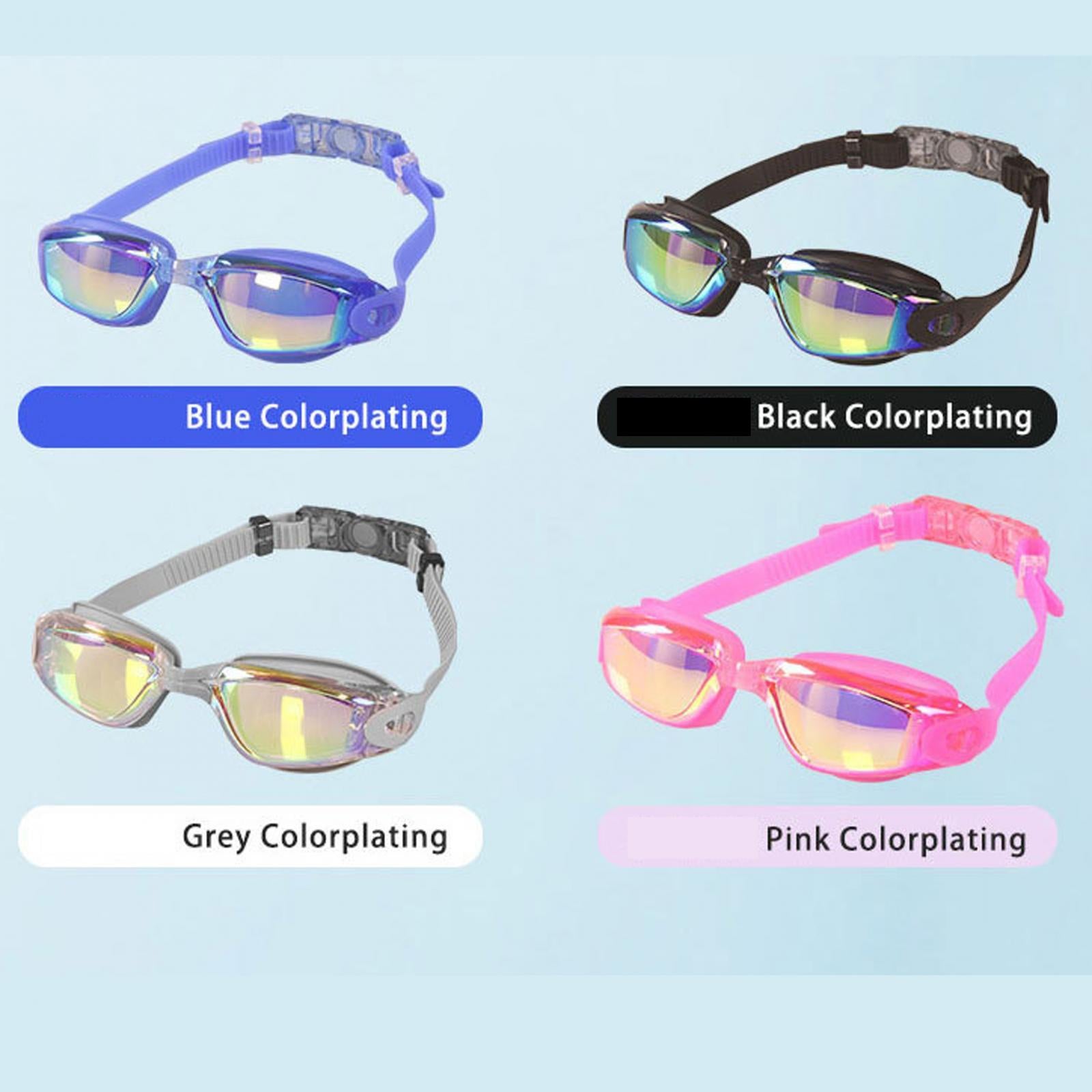 Swimming Goggles with Case Comfortable Soft Silicone Clear View Swim Goggles Gray Colorplating