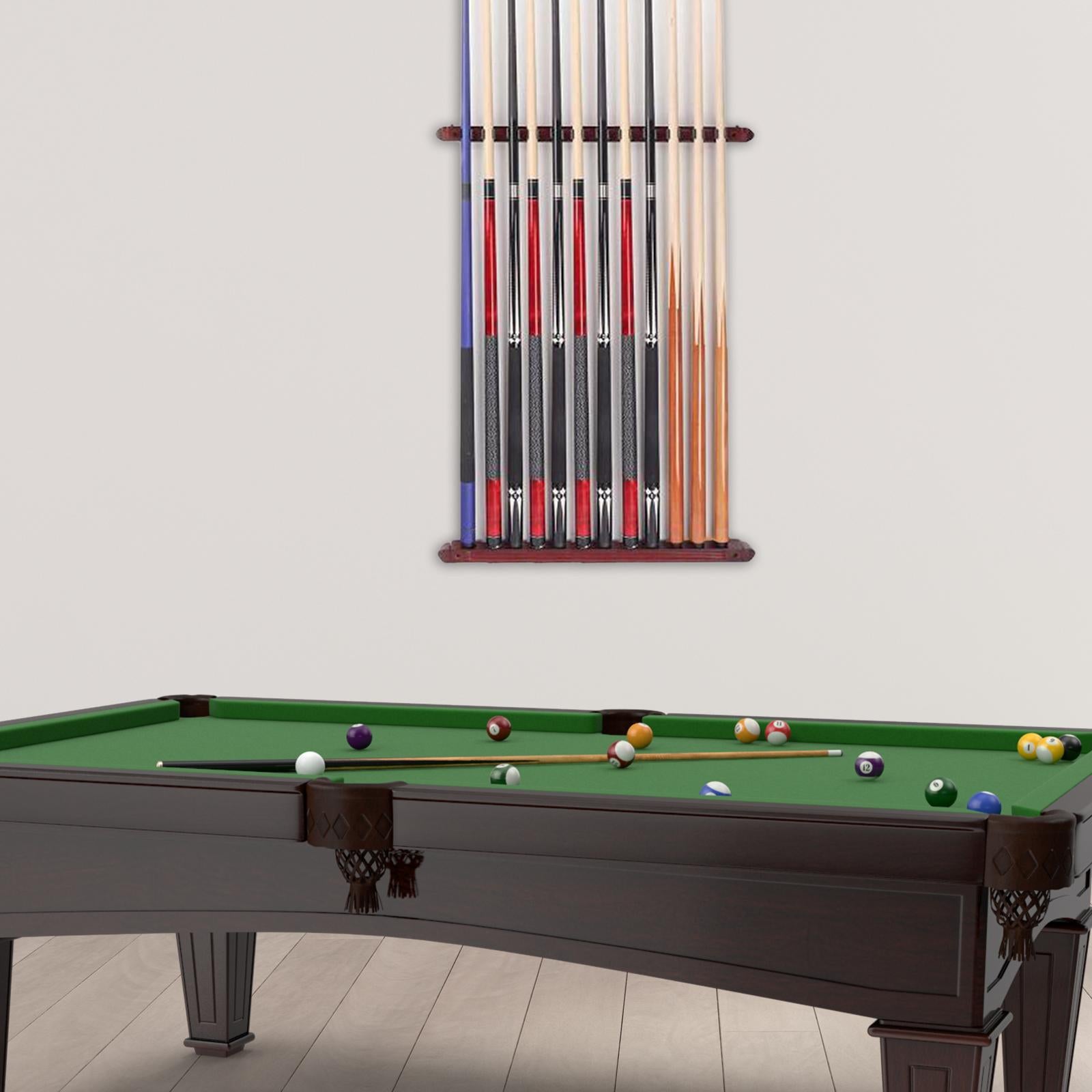 Billiards Pool Cue Rack 12 Cue Clips Pool Cue Holder for Game Room Accessory Red