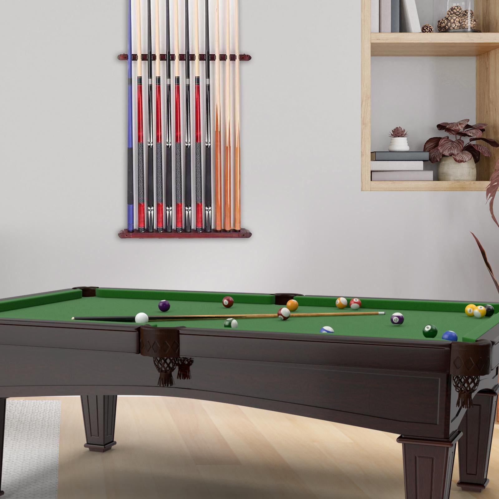 Billiards Pool Cue Rack 12 Cue Clips Pool Cue Holder for Game Room Accessory Red