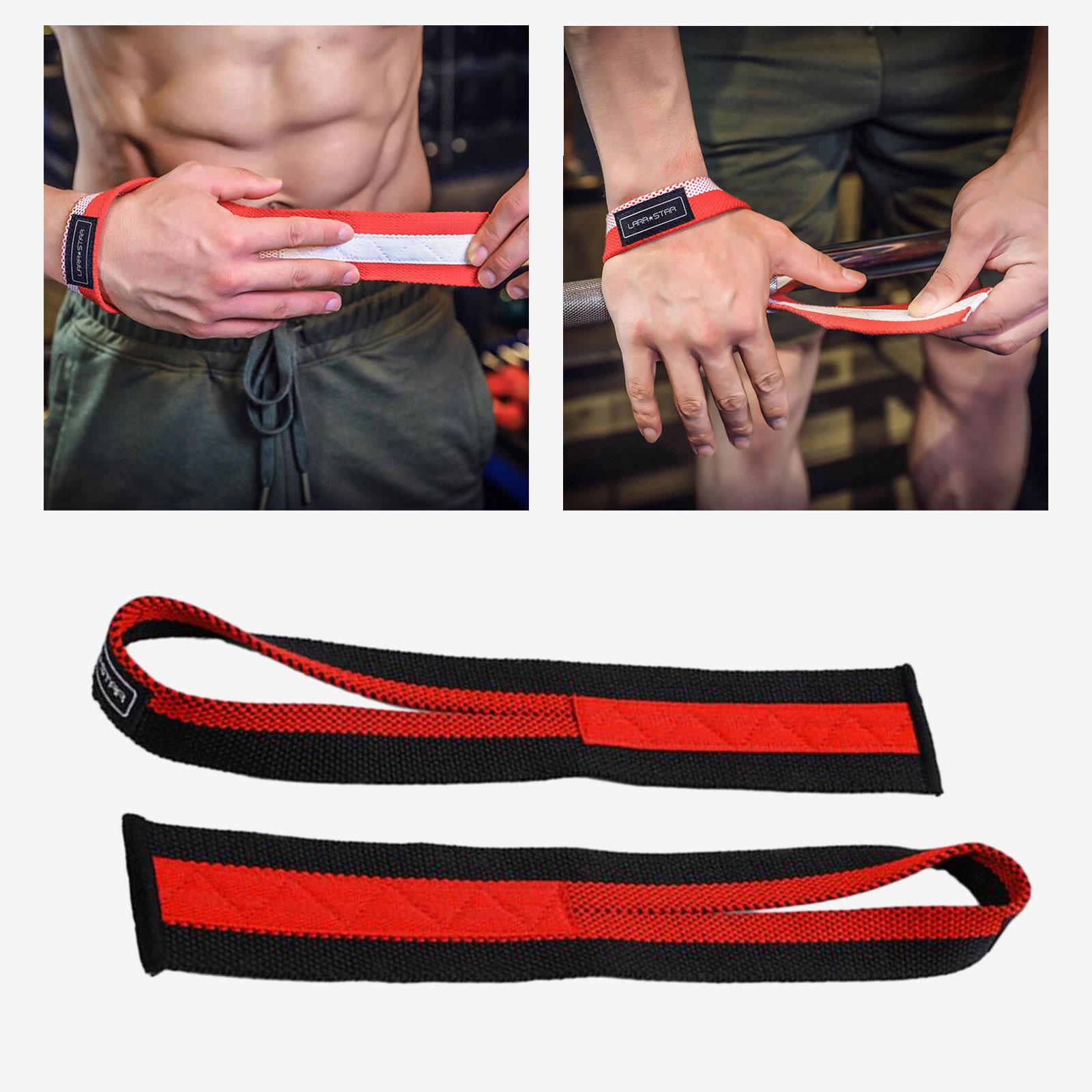 2x Weight Lifting Straps Wrist Lifting Straps for Strength Training Exercise Red and Black