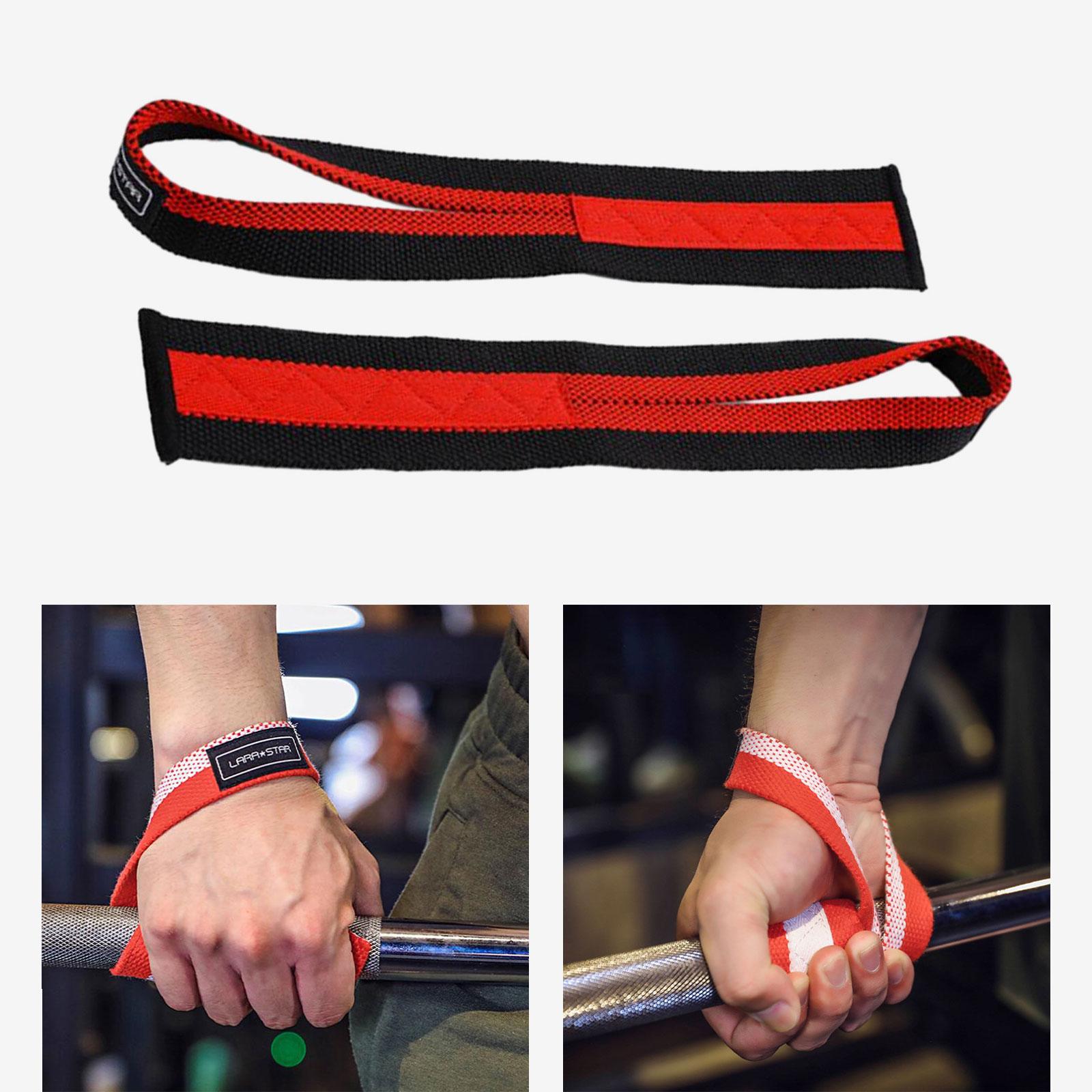 2x Weight Lifting Straps Wrist Lifting Straps for Strength Training Exercise Red and Black