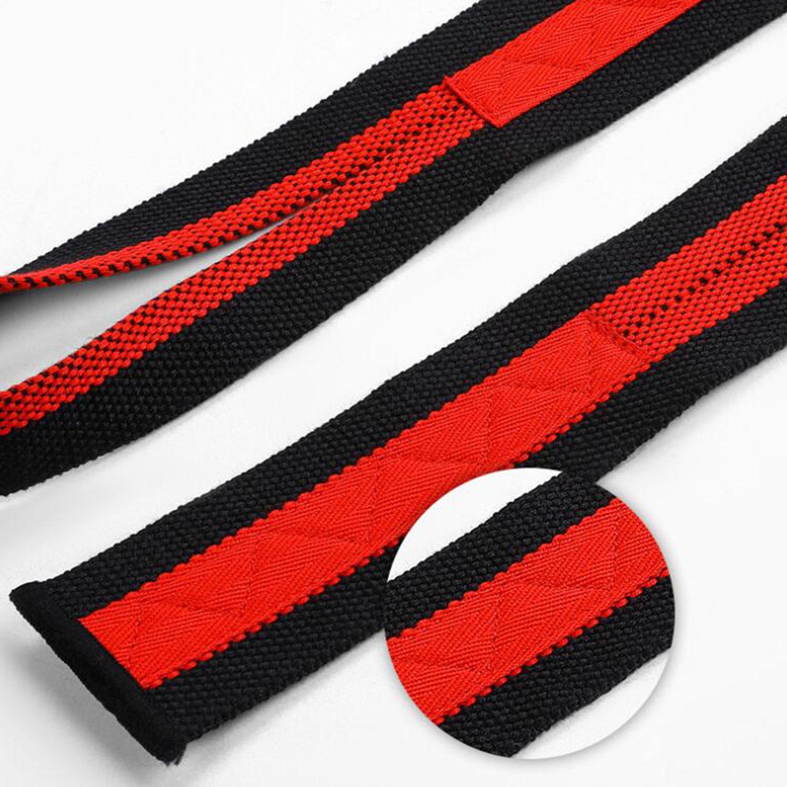 2x Weight Lifting Straps Wrist Lifting Straps for Strength Training Exercise Red and Black