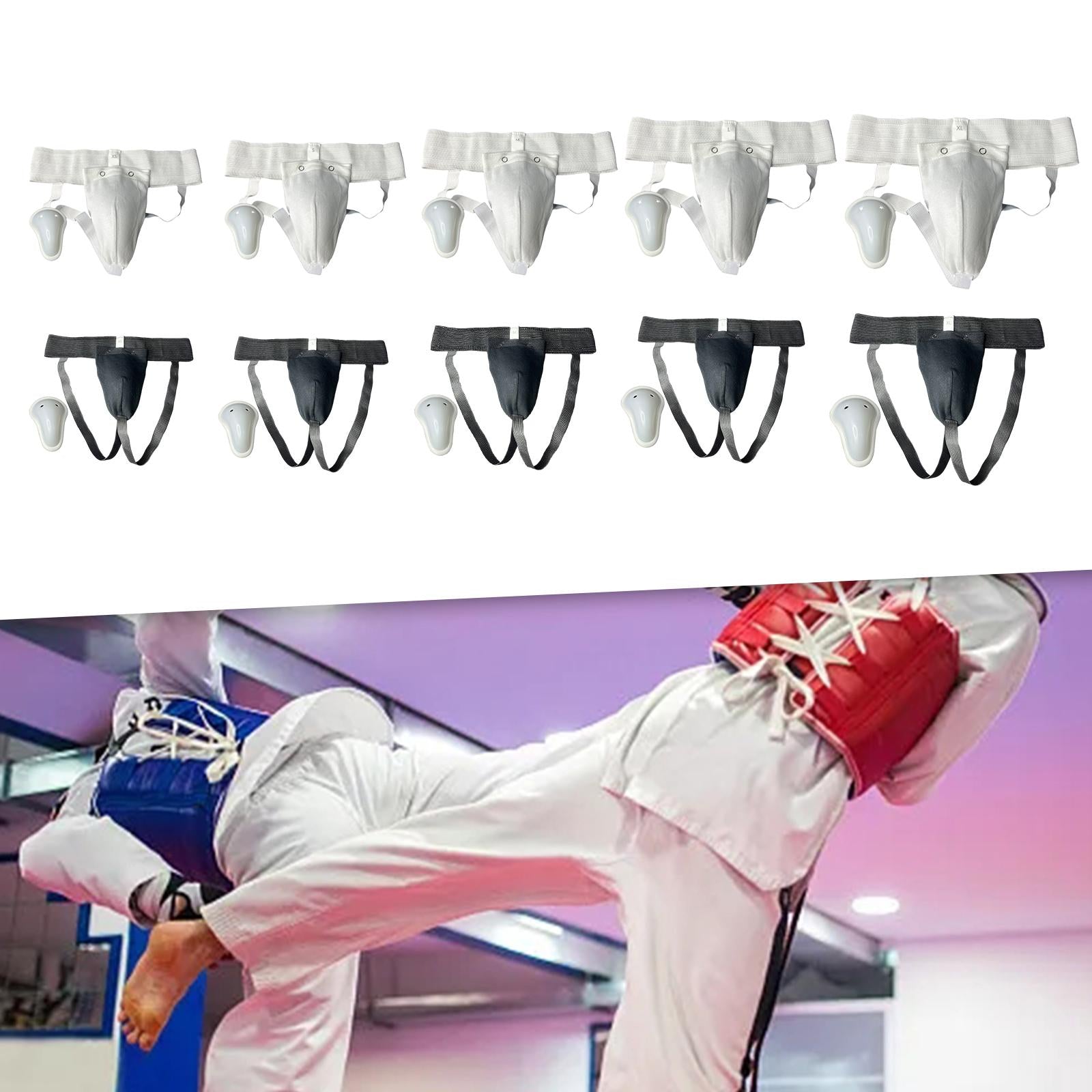 Mens Taekwondo Groin Protector Safe for Grappling Jockstrap Sanda Sparring White XS