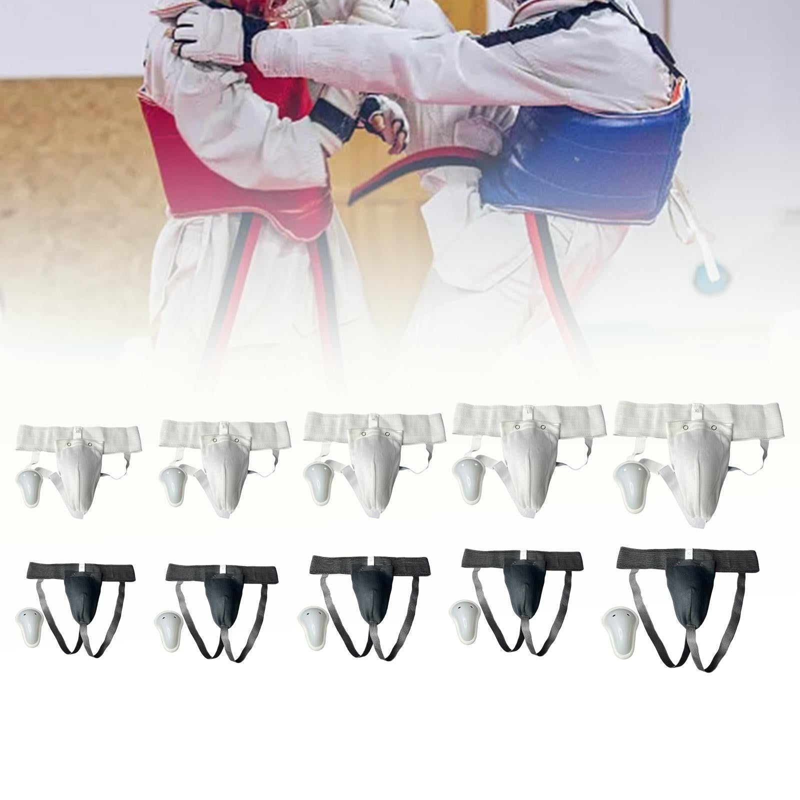 Mens Taekwondo Groin Protector Safe for Grappling Jockstrap Sanda Sparring White XS