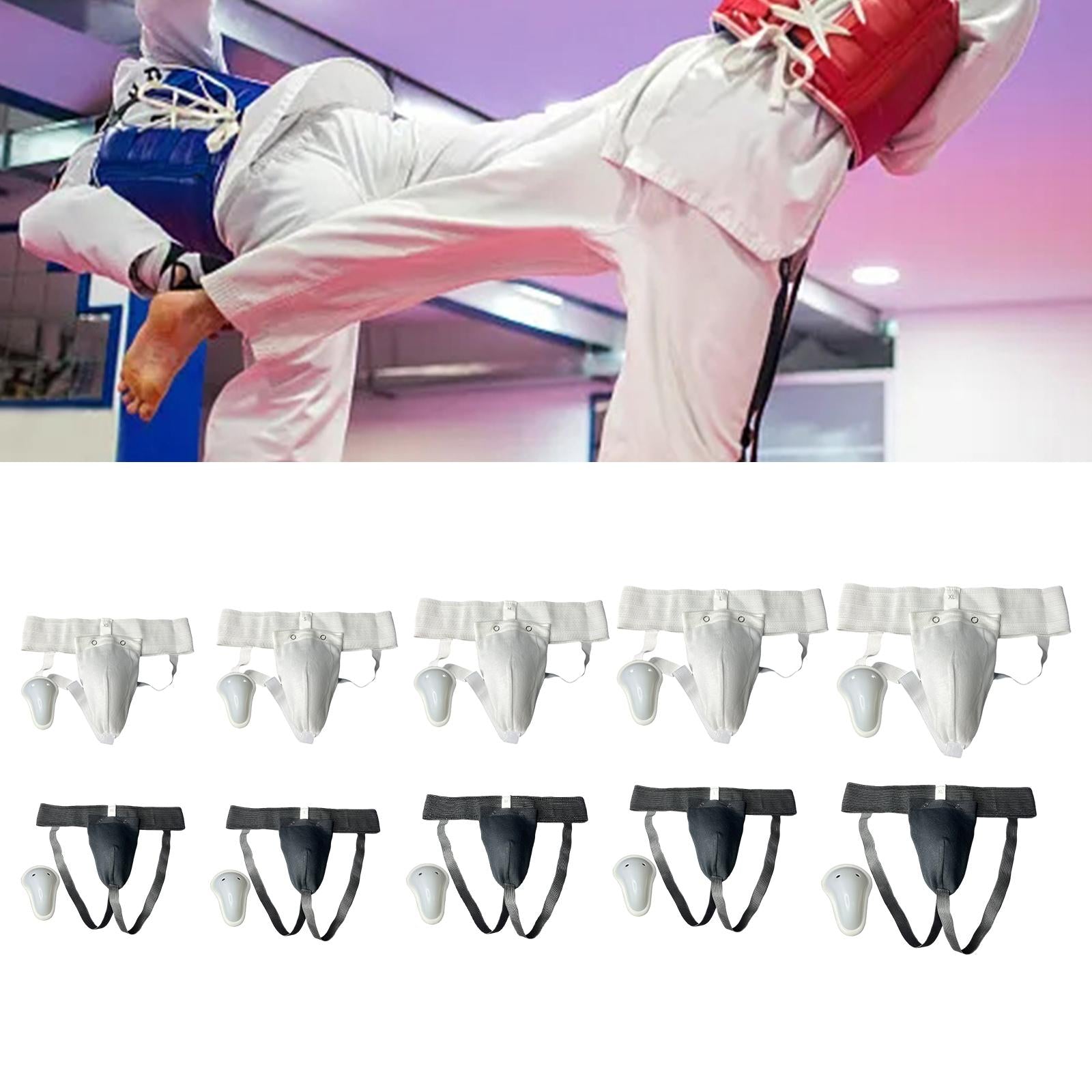 Mens Taekwondo Groin Protector Safe for Grappling Jockstrap Sanda Sparring White XS