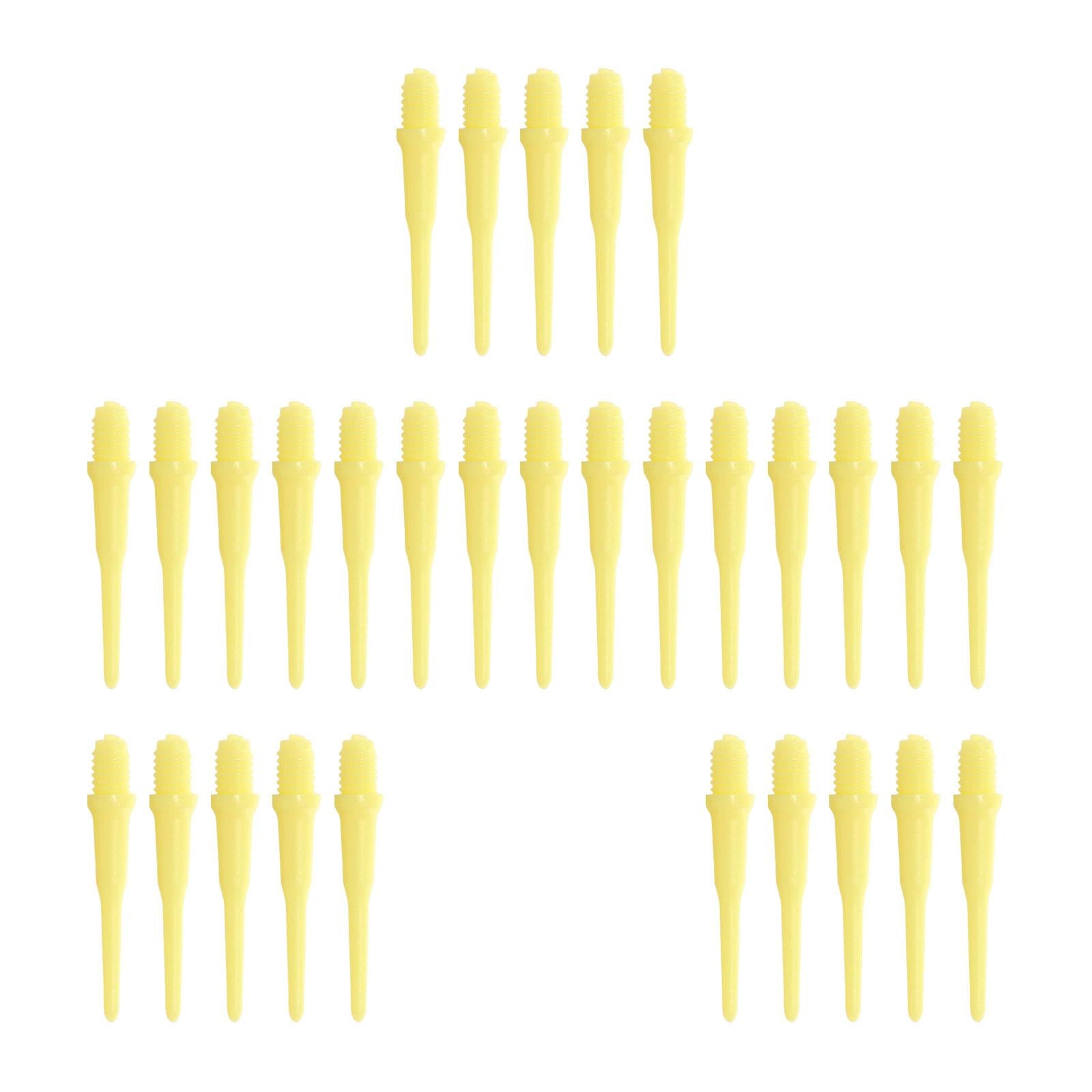 30Pcs Soft Tip Dart Points 2BA Lightweight 1.18 Inches Long Dart Accessories Yellow