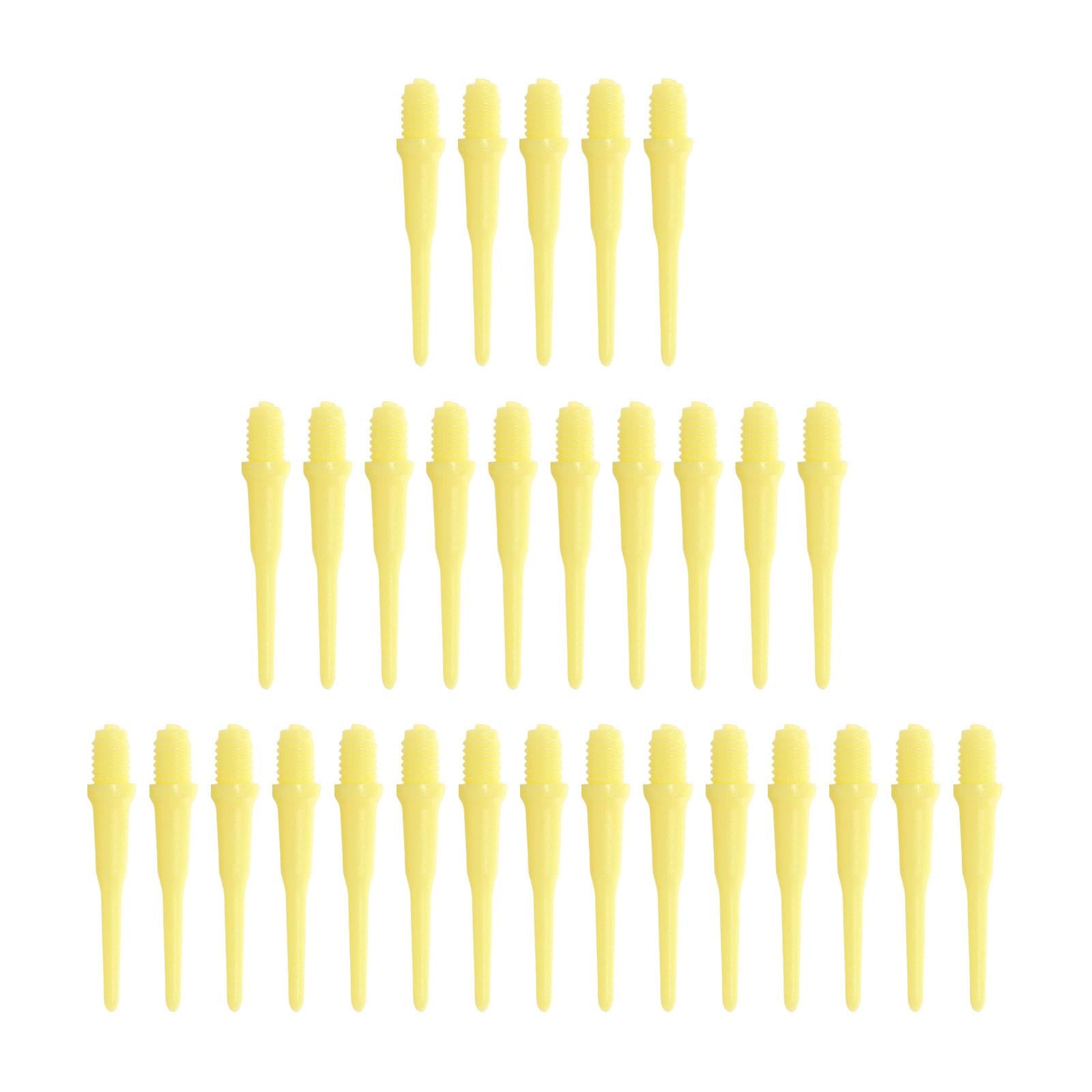 30Pcs Soft Tip Dart Points 2BA Lightweight 1.18 Inches Long Dart Accessories Yellow