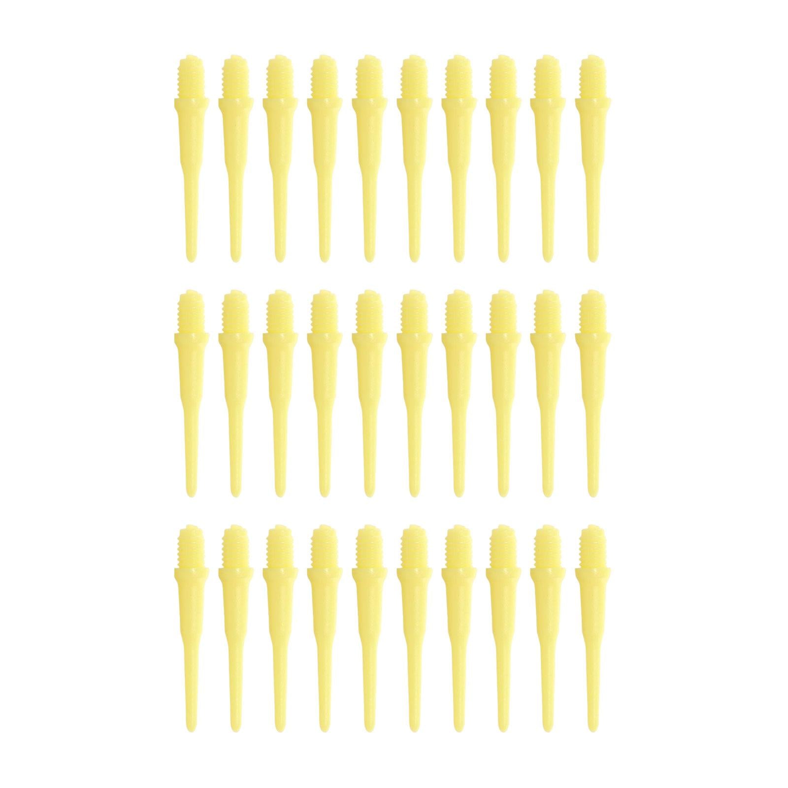 30Pcs Soft Tip Dart Points 2BA Lightweight 1.18 Inches Long Dart Accessories Yellow