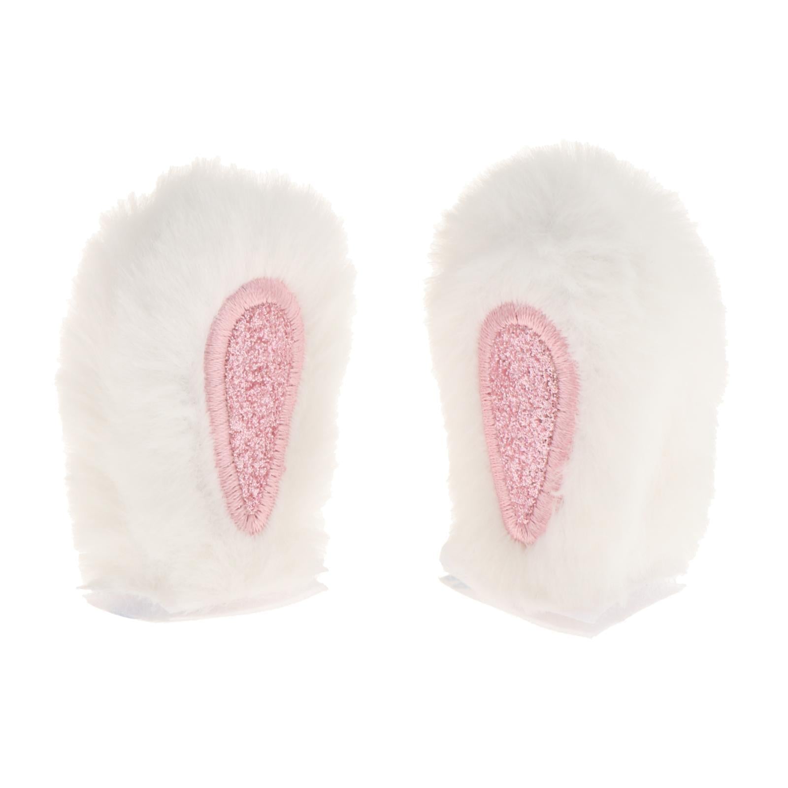 2xHelmet Decor Ears Decorative Portable Ornament for Biking Motorbiking Riding Rabbit White