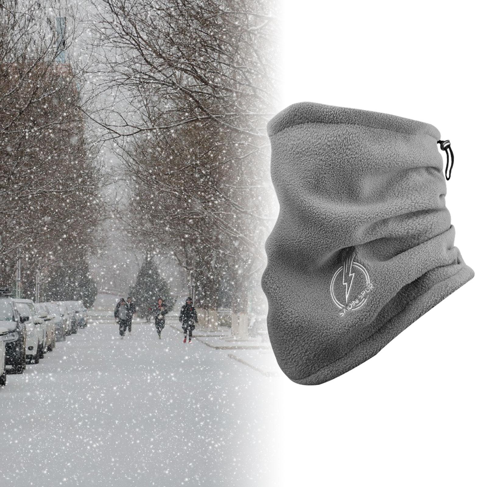 Winter Neck Gaiter Fleece for Men Scarf for Biking Snowboarding Motorcycling Gray