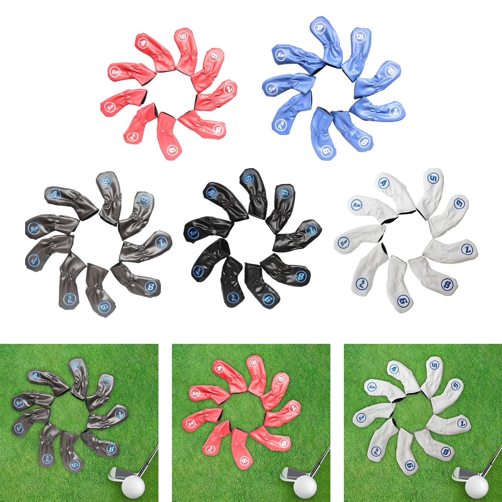 9 Pieces Golf Iron Covers Golfer Golf Wedges Headcovers Golf Club Head Cover red