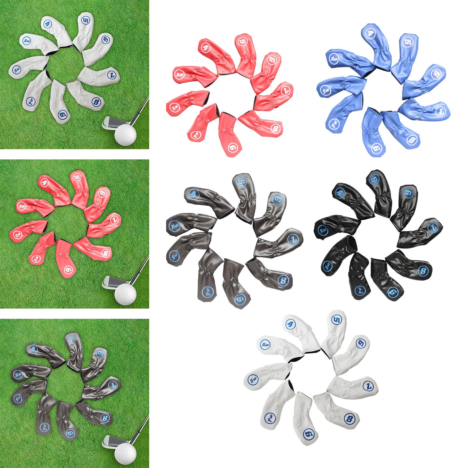 9 Pieces Golf Iron Covers Golfer Golf Wedges Headcovers Golf Club Head Cover red
