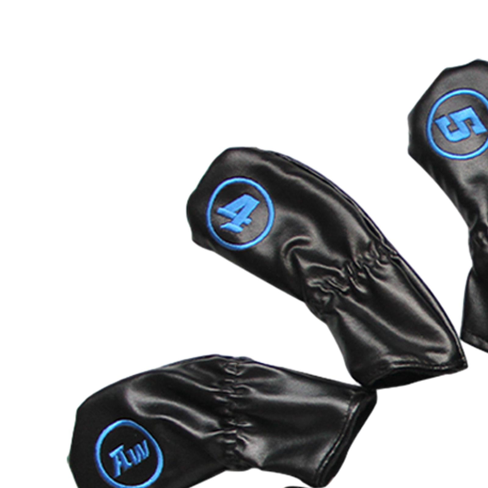 9 Pieces Golf Iron Covers Golfer Golf Wedges Headcovers Golf Club Head Cover black