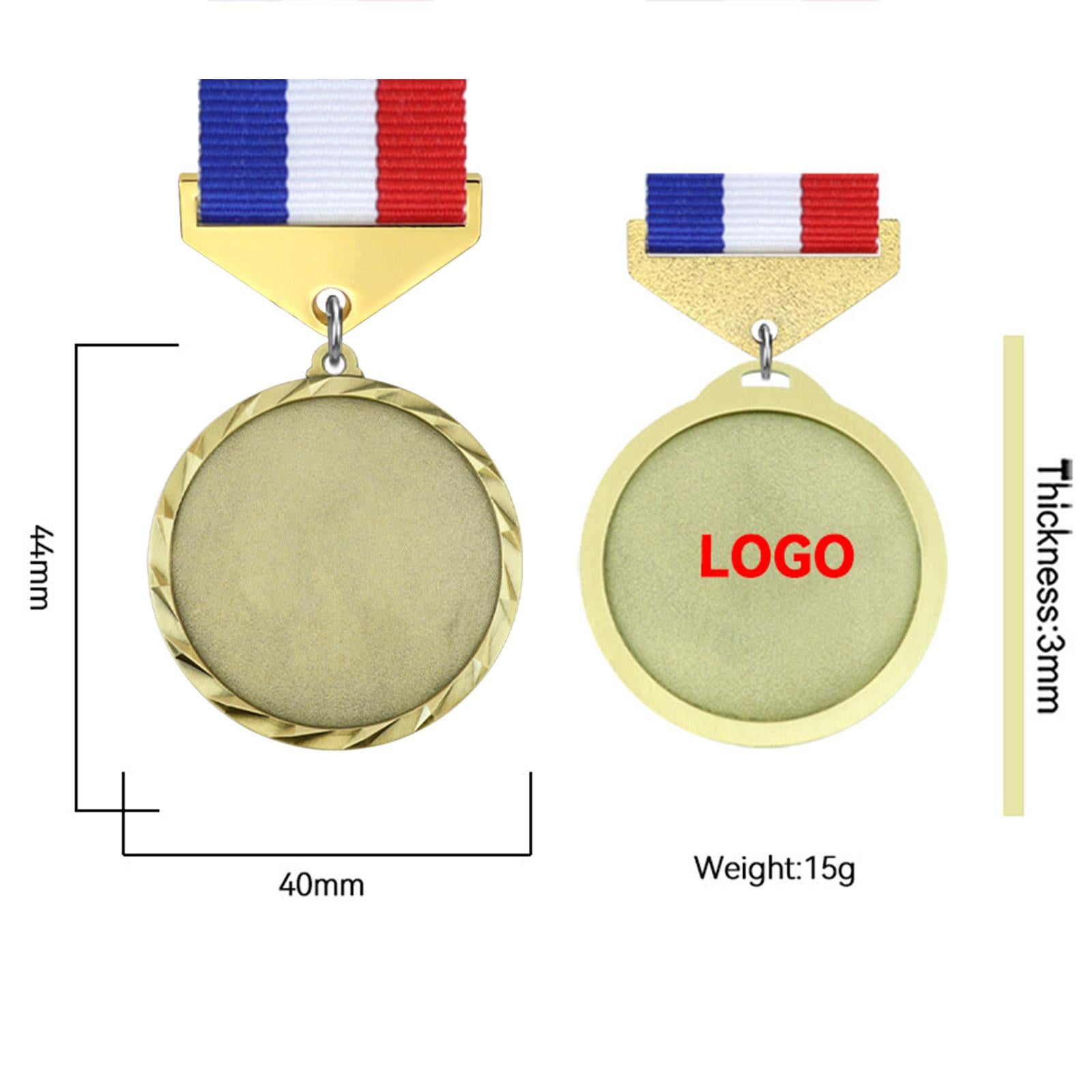 3x Metal Medals Zinc Alloy Blank Medals with Ribbons for Competition Style B